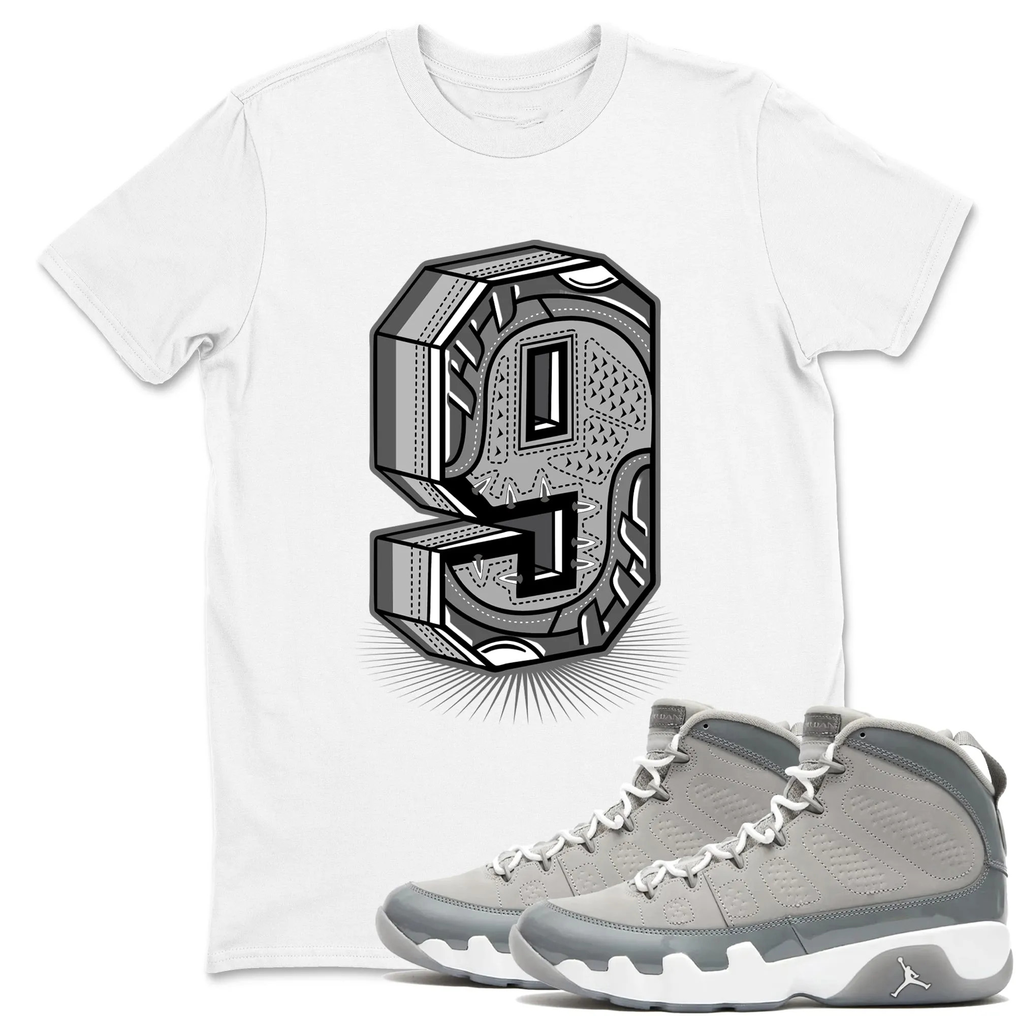 Number Statue Sneaker Tees - Air Jordan 9 Cool Grey
