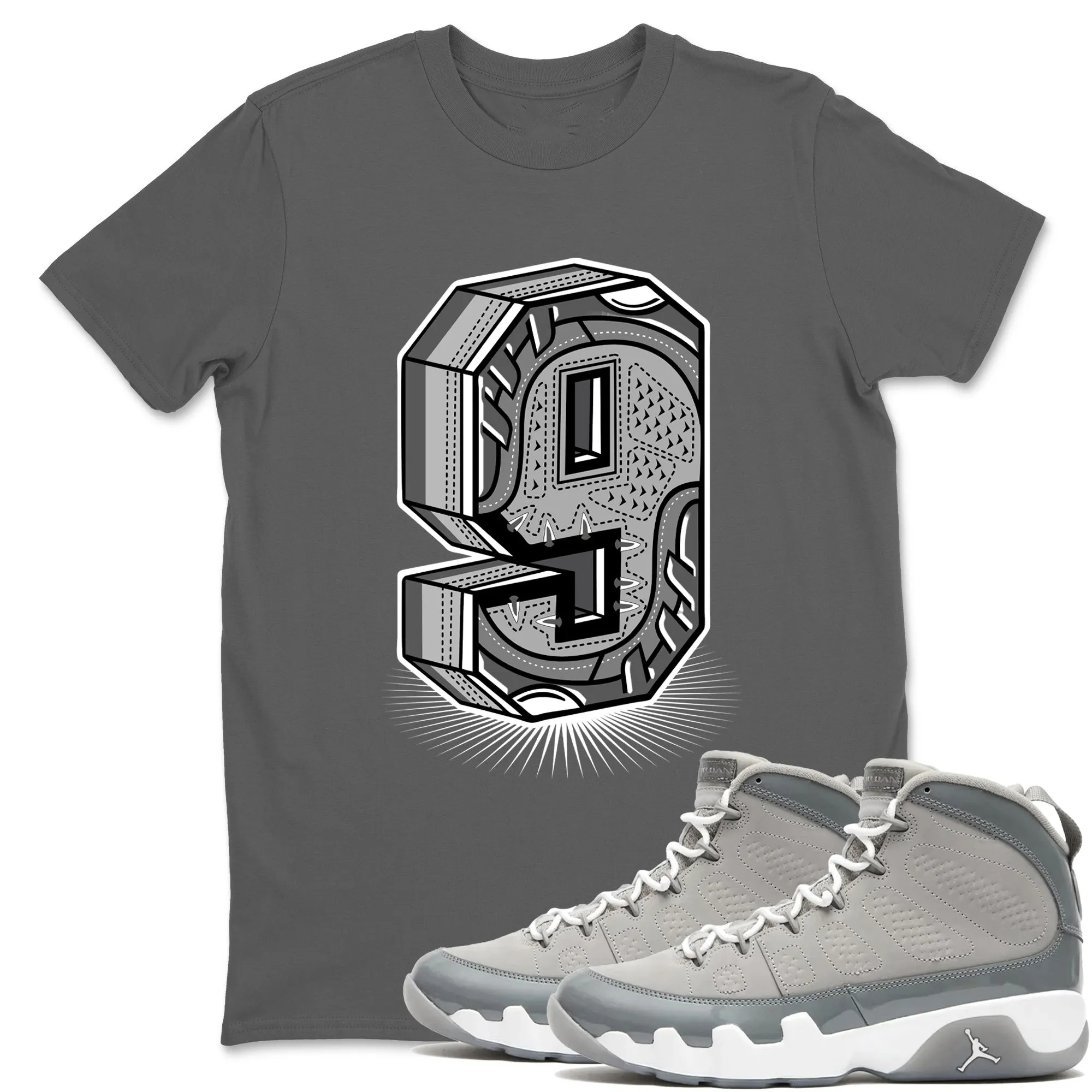 Number Statue Sneaker Tees - Air Jordan 9 Cool Grey