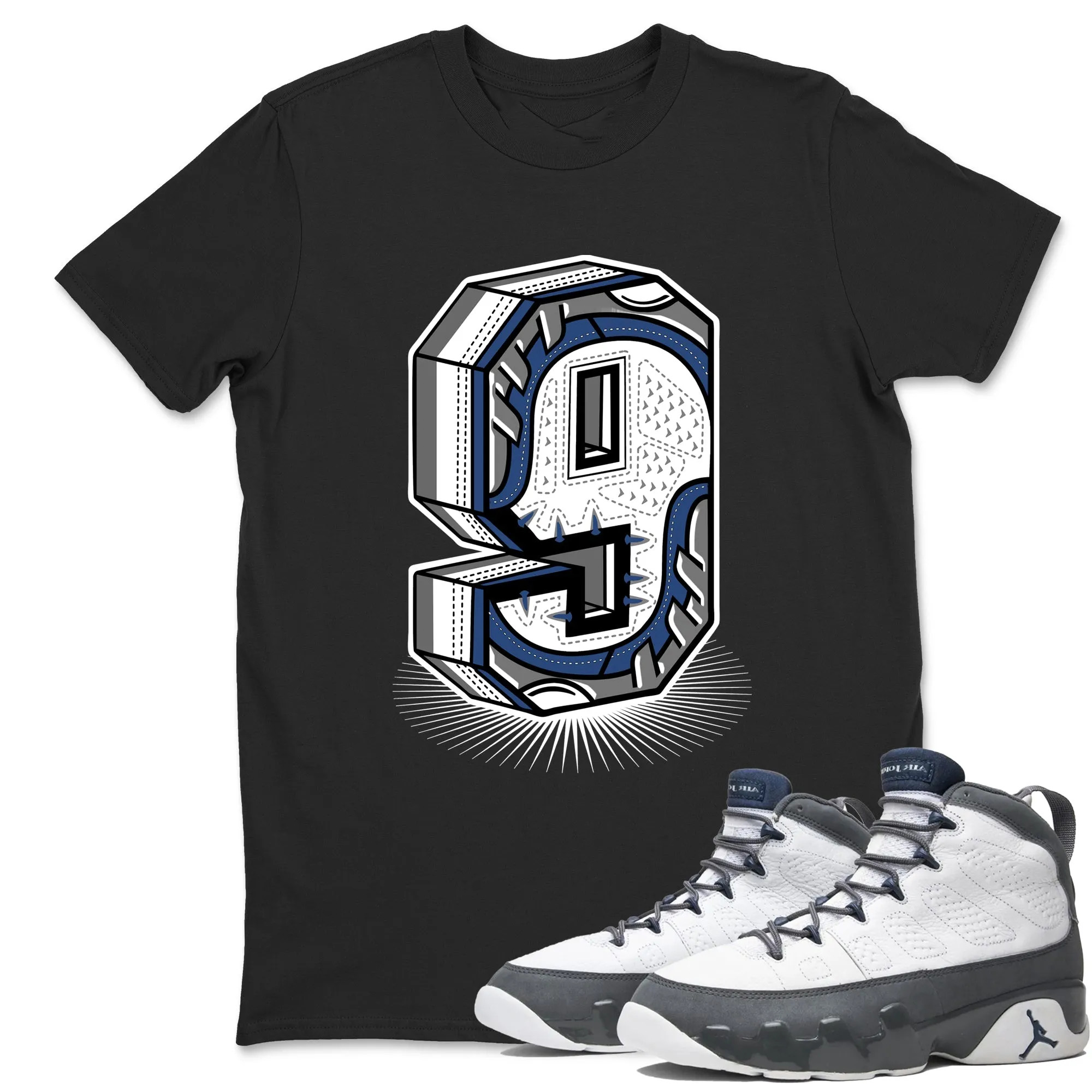 Number Statue  Sneaker Tees - Air Jordan 9 Flint Grey