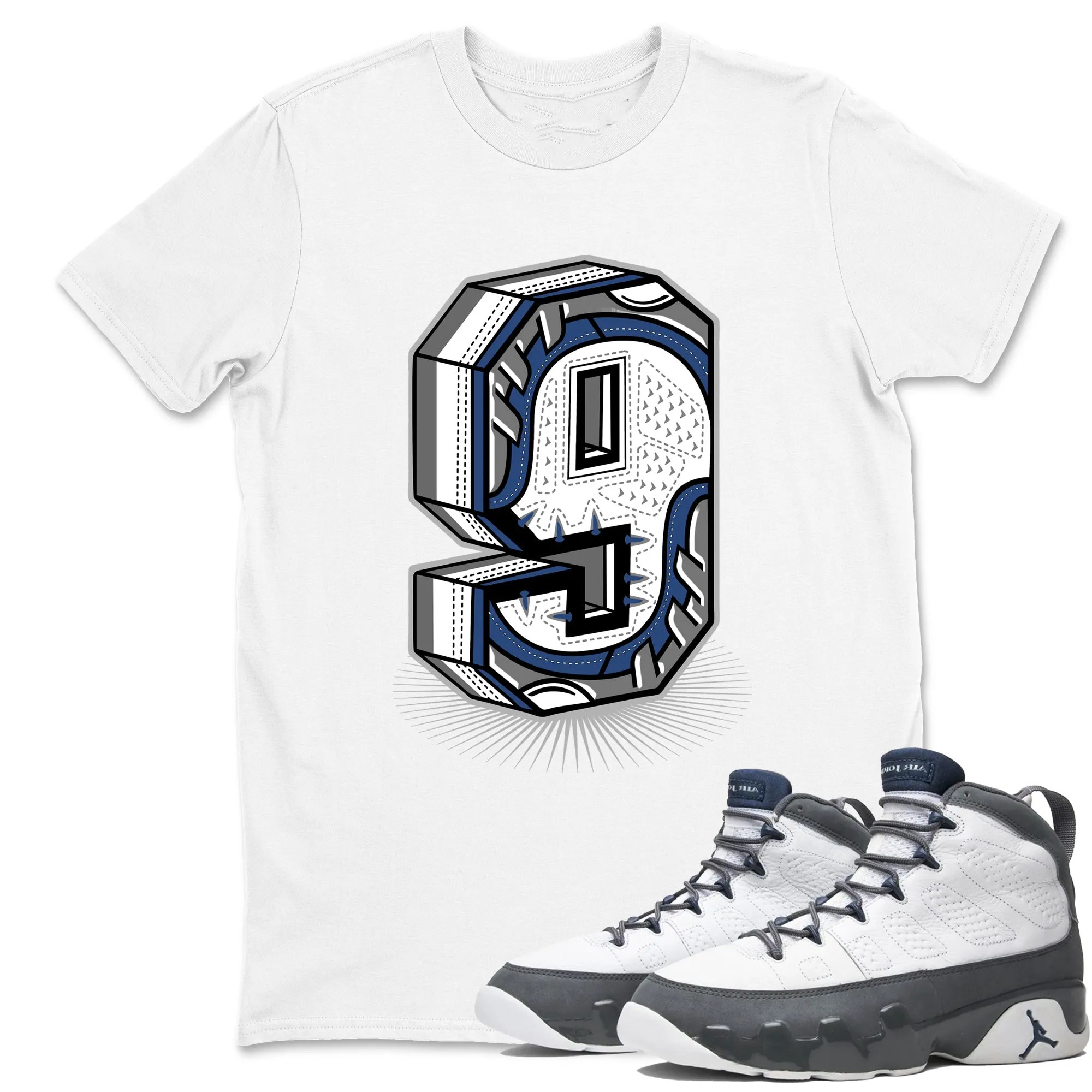 Number Statue  Sneaker Tees - Air Jordan 9 Flint Grey