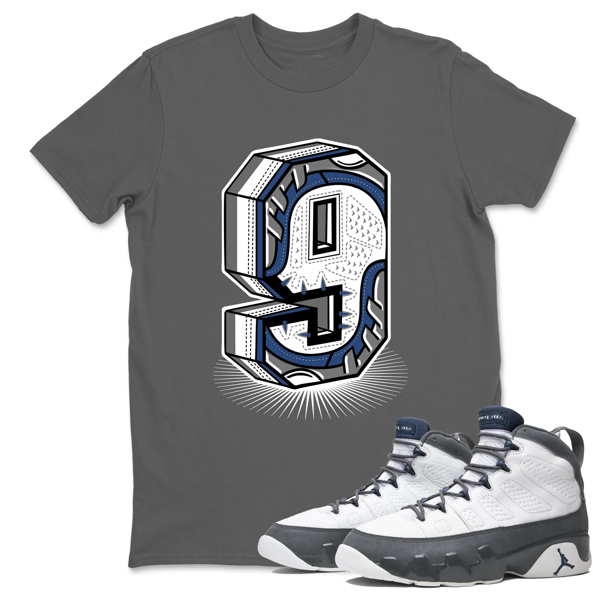 Number Statue  Sneaker Tees - Air Jordan 9 Flint Grey