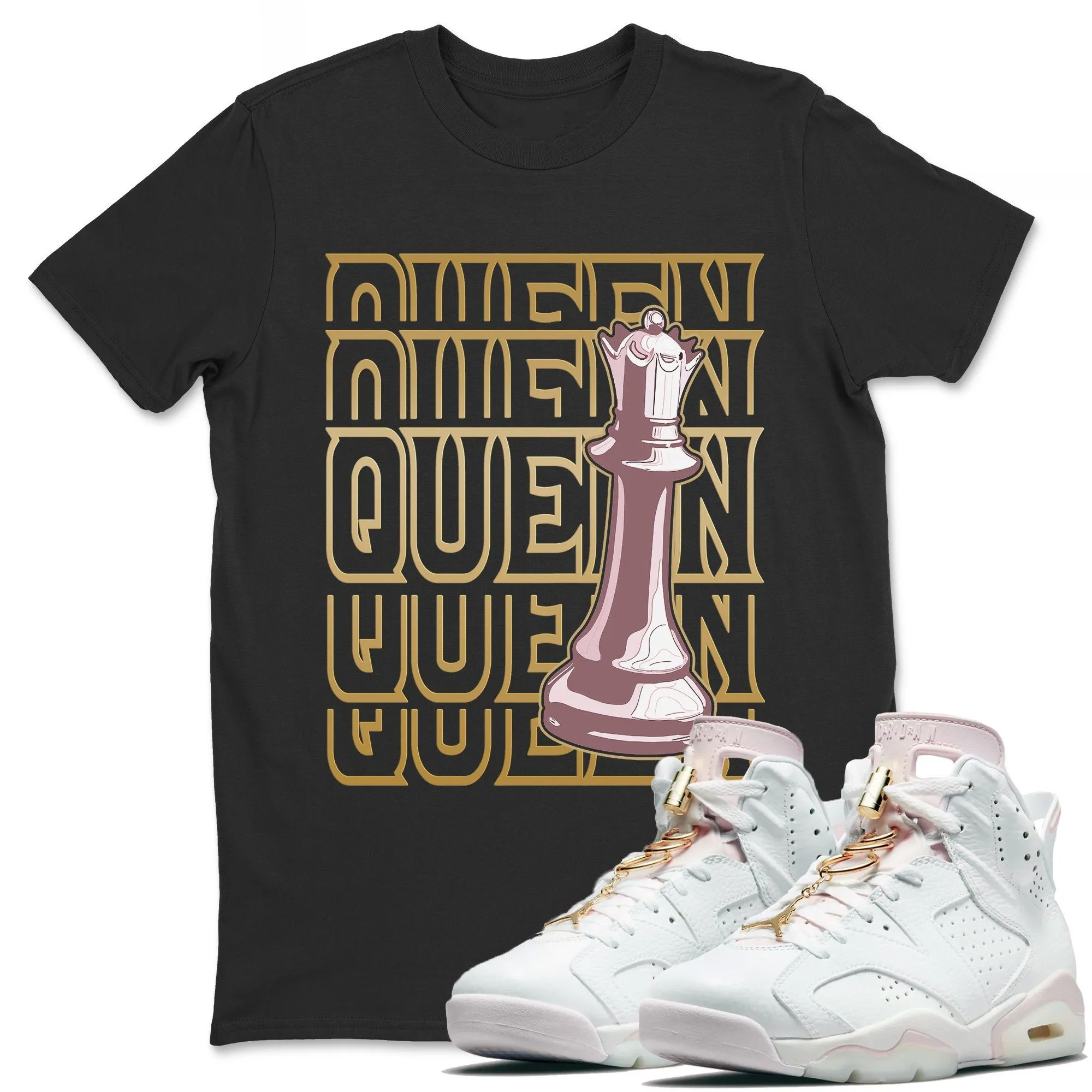 Queen Unisex Tops - Air Jordan 6 Gold Hoops