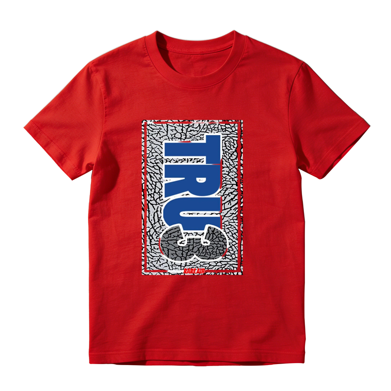 AJ 3 True Blue White Fire Red Cement Grey Match Tee