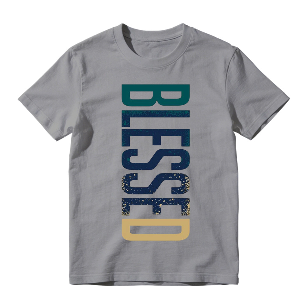 American Retro Layered Teal Navy Gold Speckle Vertical Letter T-Shirt