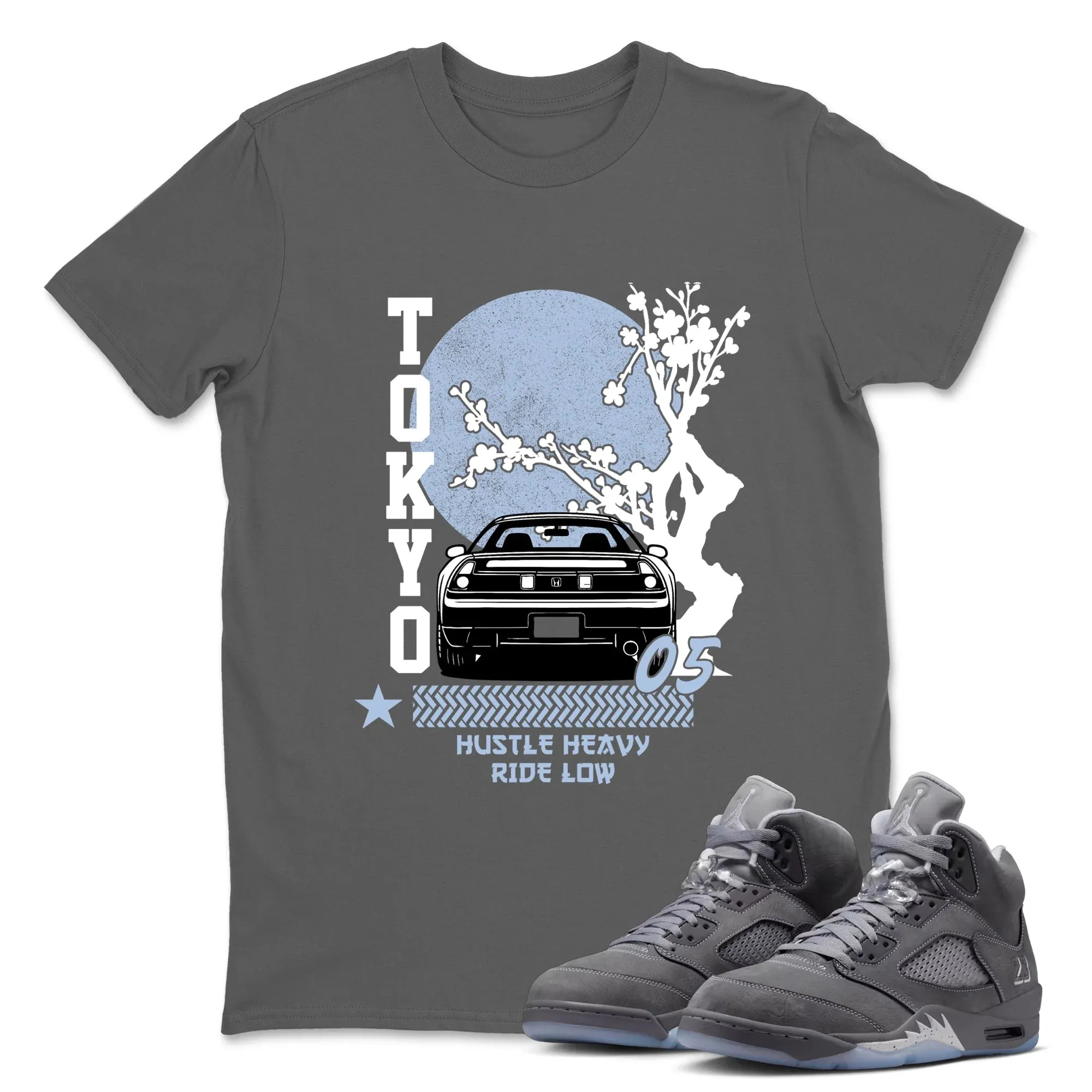 Tokyo Drift TEEWAVO Sneaker Tees - Air Jordan 5 Wolf Grey