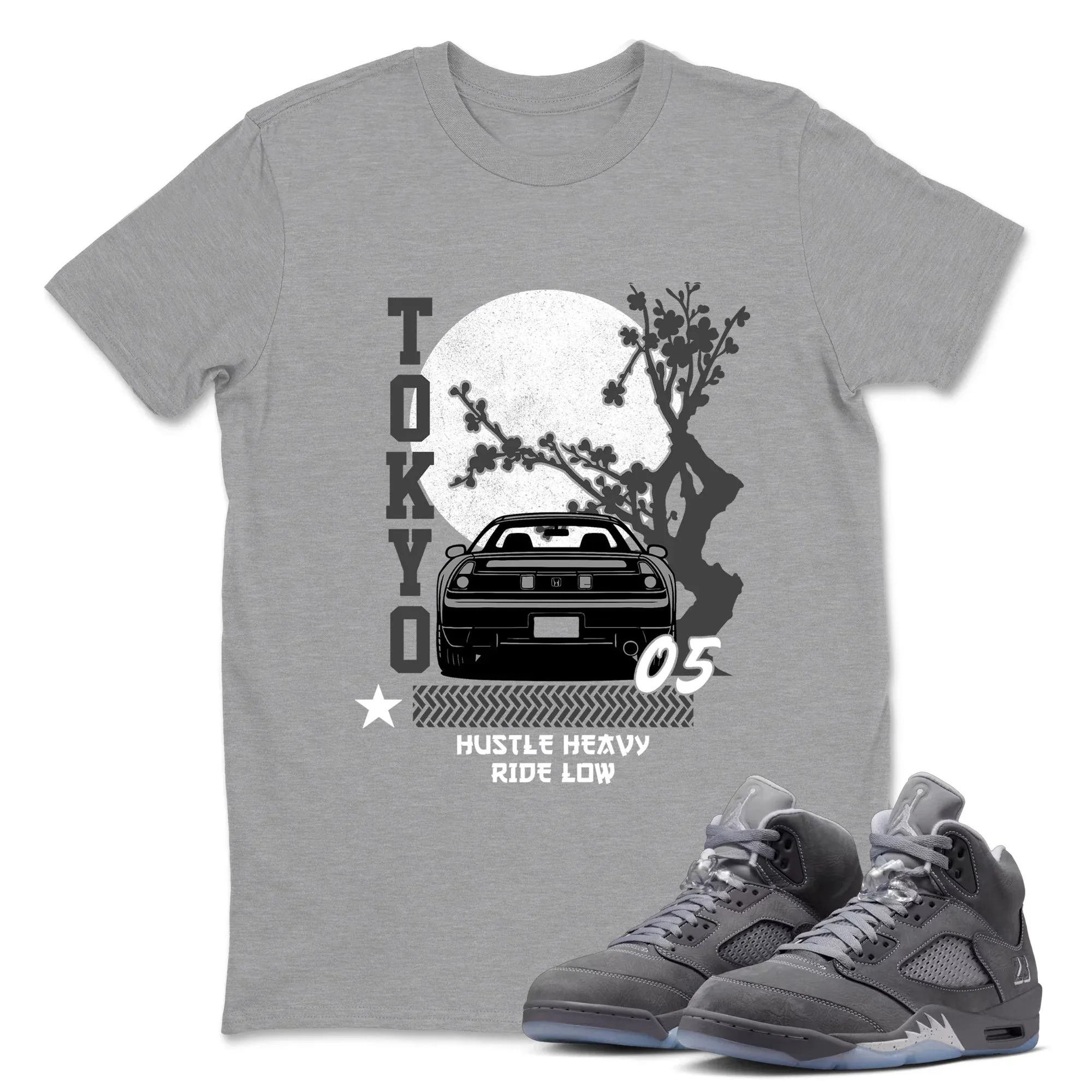 Tokyo Drift TEEWAVO Sneaker Tees - Air Jordan 5 Wolf Grey