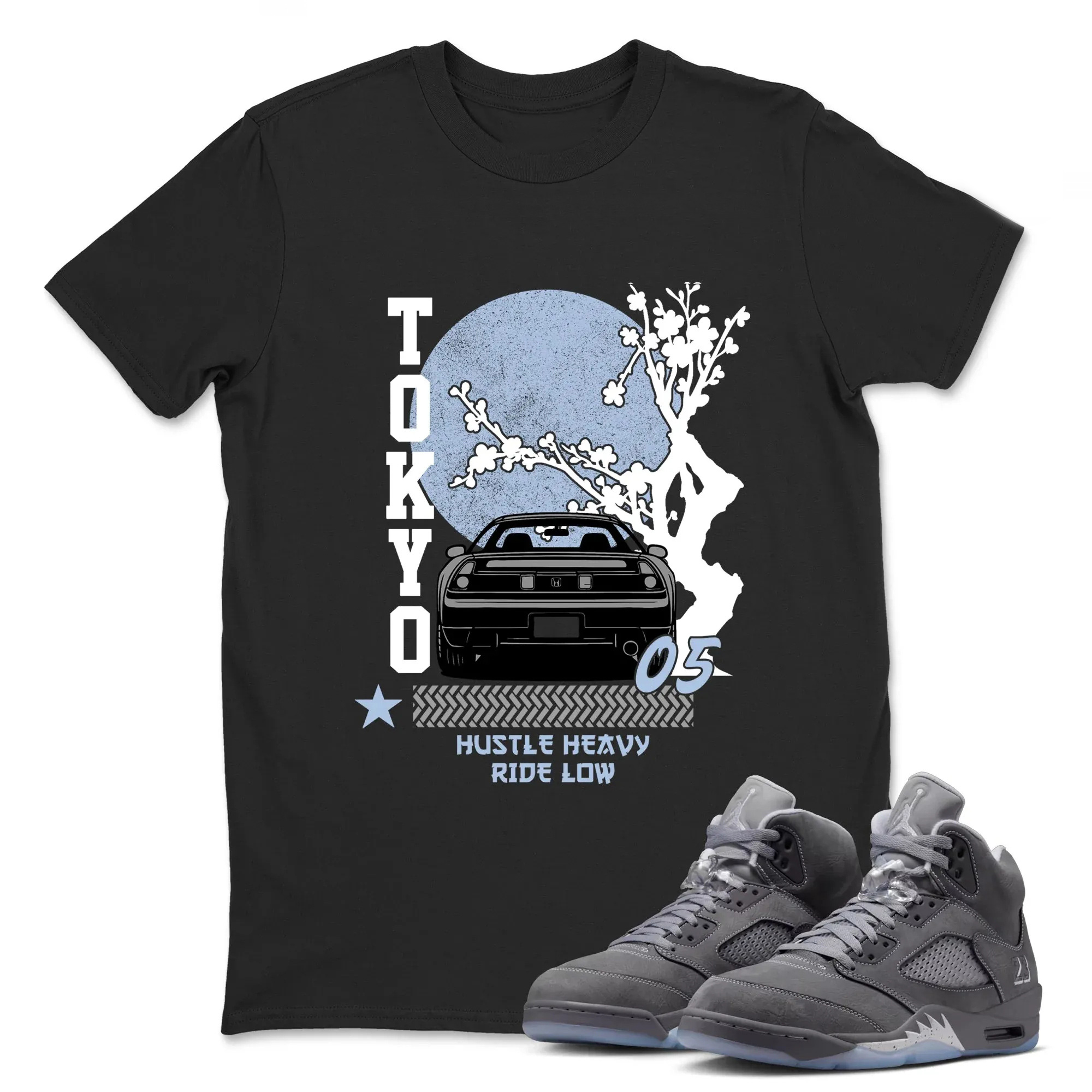Tokyo Drift TEEWAVO Sneaker Tees - Air Jordan 5 Wolf Grey