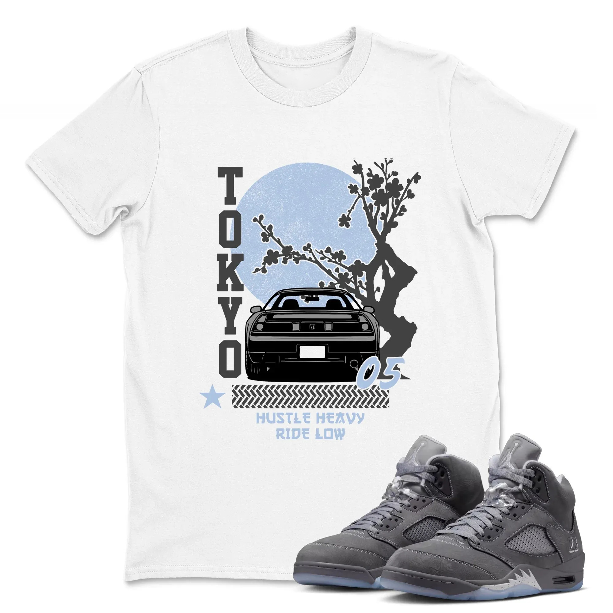 Tokyo Drift TEEWAVO Sneaker Tees - Air Jordan 5 Wolf Grey