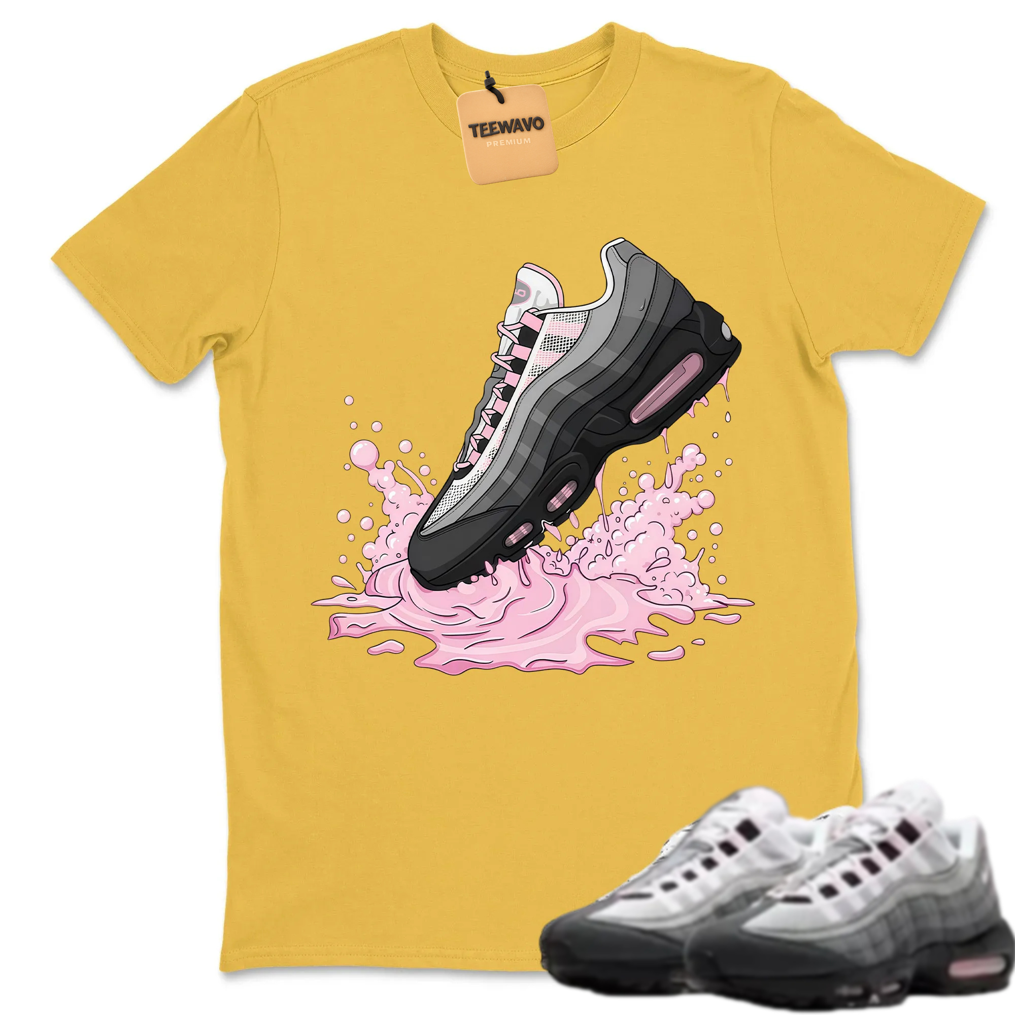 Air Max 95 Pink Foam Black White OG Big Bubble T Shirt Match Dripping Shoe