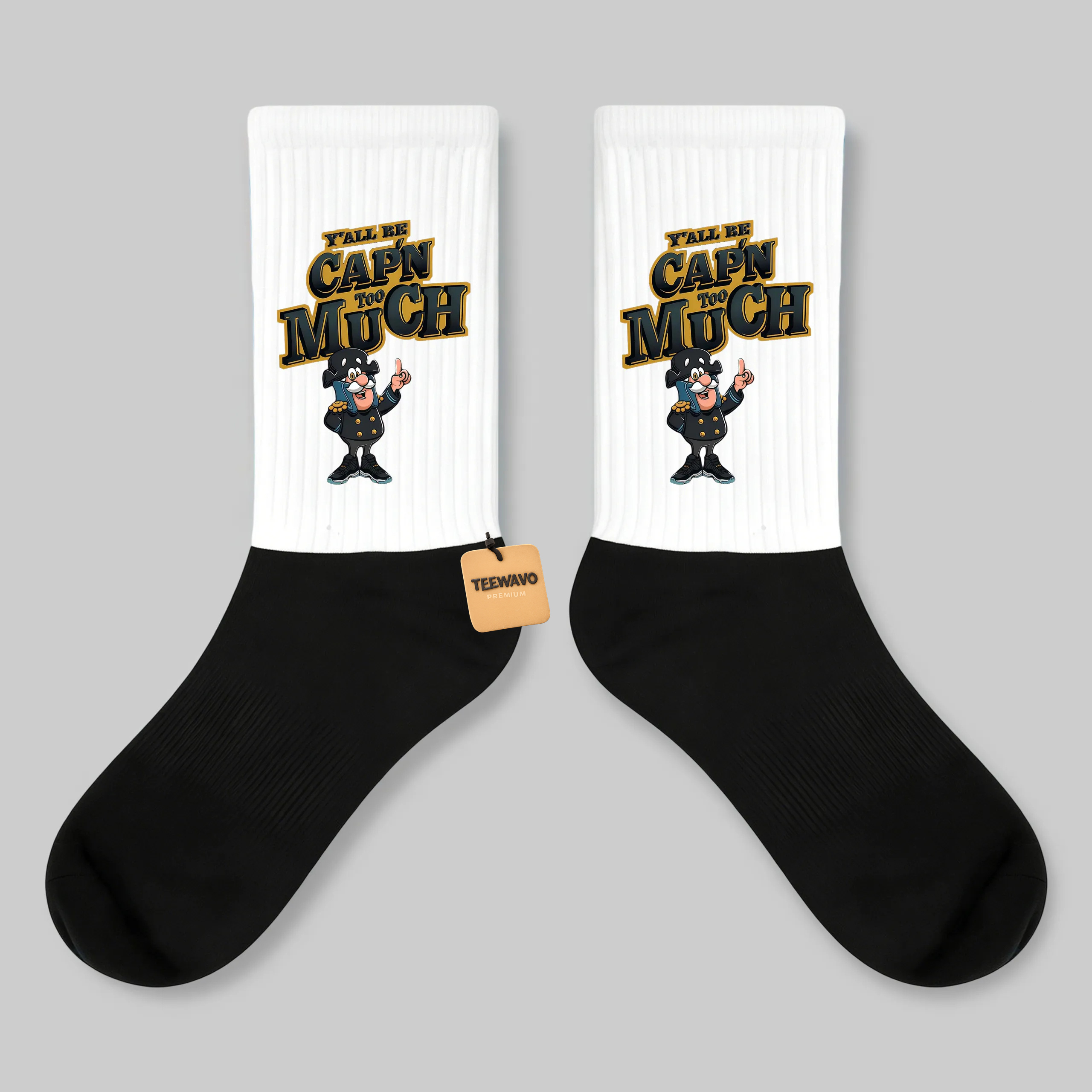 Crew Socks Cap'n Too Much Gold Cartoon Print
