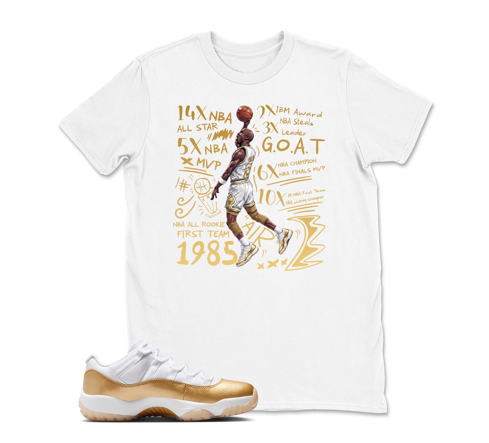 Jordan 11 White and Metallic Gold Matching Shirt, Adults & Kid Unisex Tee