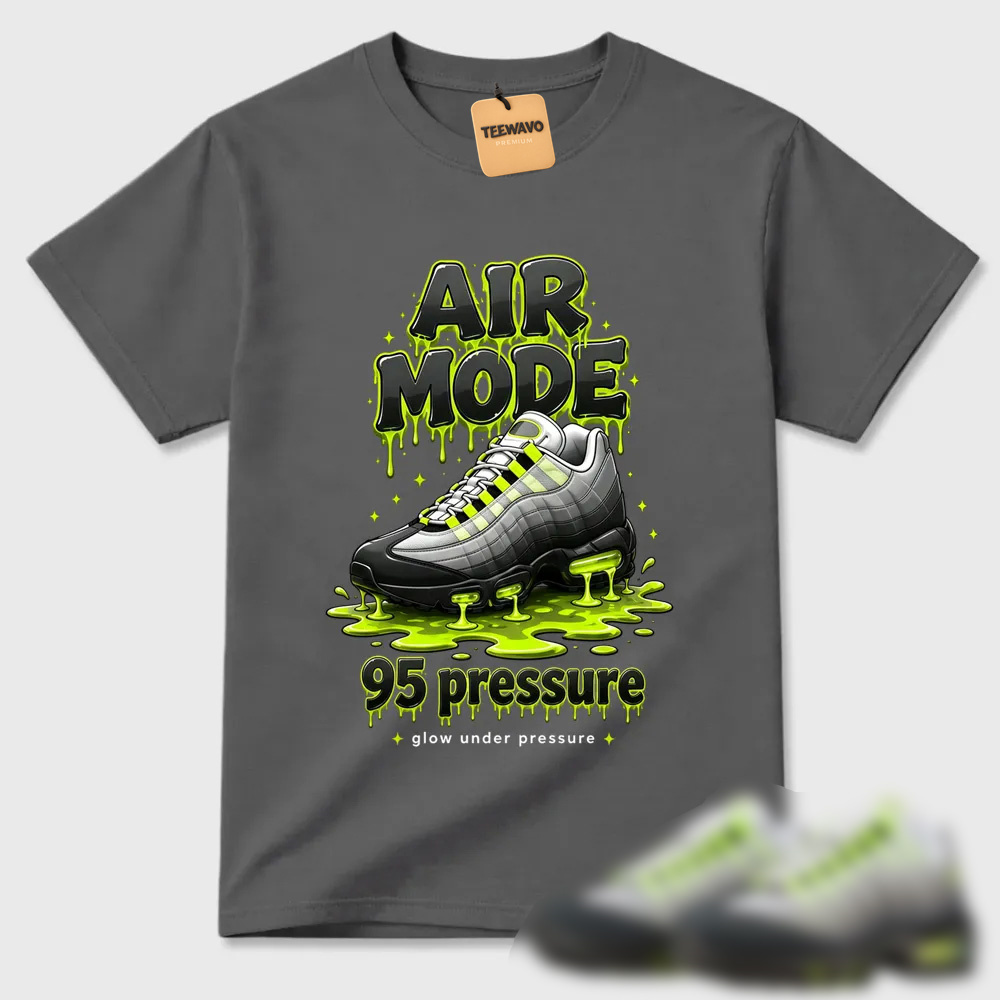 95 Pressure Fluid Art Sneaker Print Urban Streetwear Short Sleeve Tee