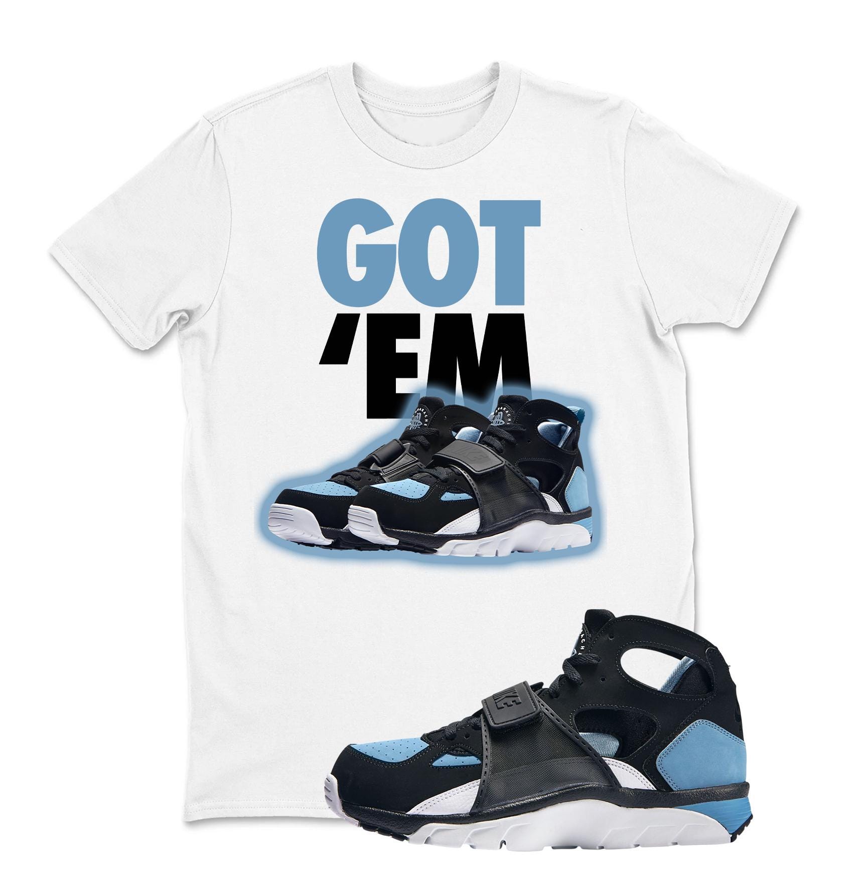 Huarache Cool Blue Black White Air Trainer T Shirt Match GOT EM