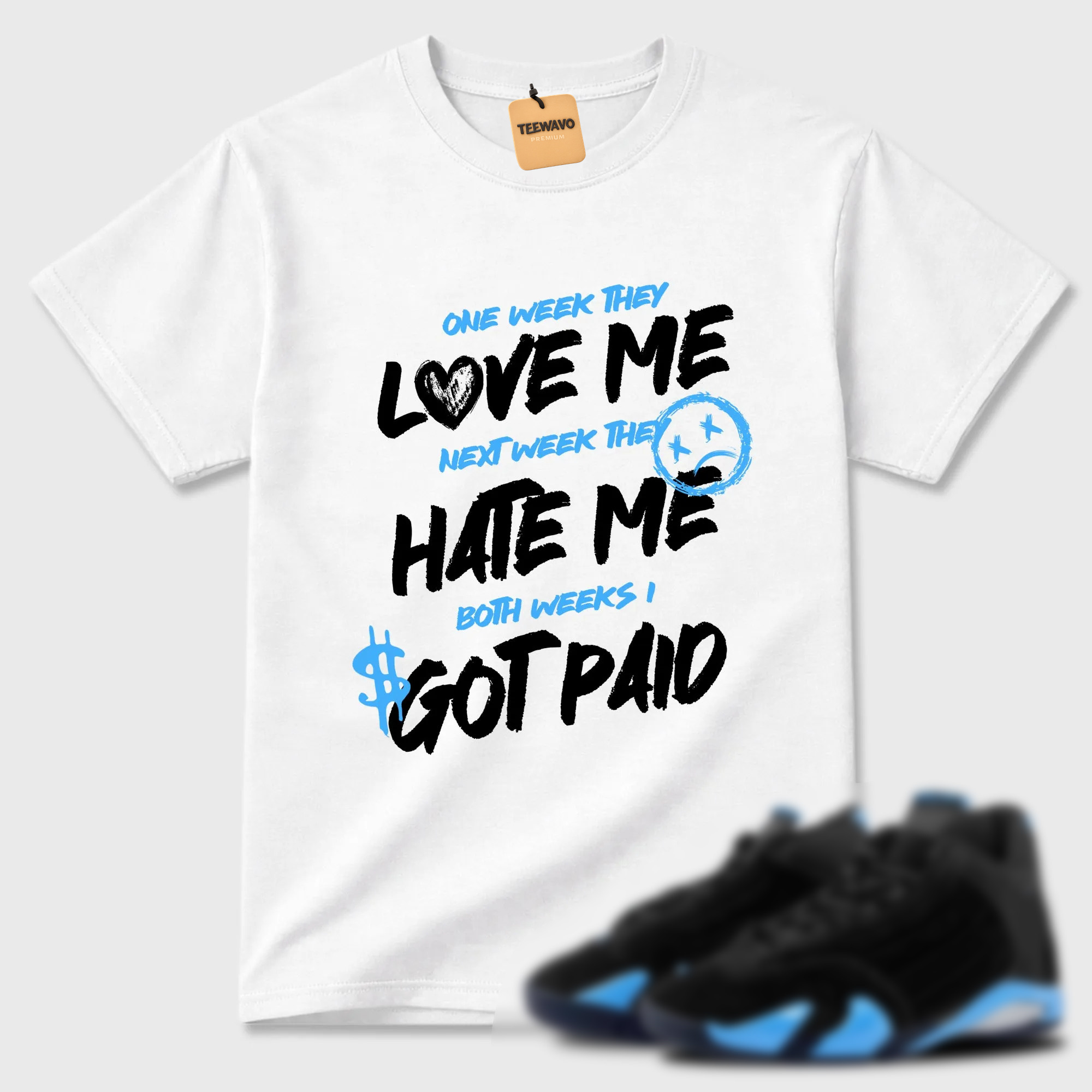 I Got Paid  Sneaker Tees - AJ 14 University Blue