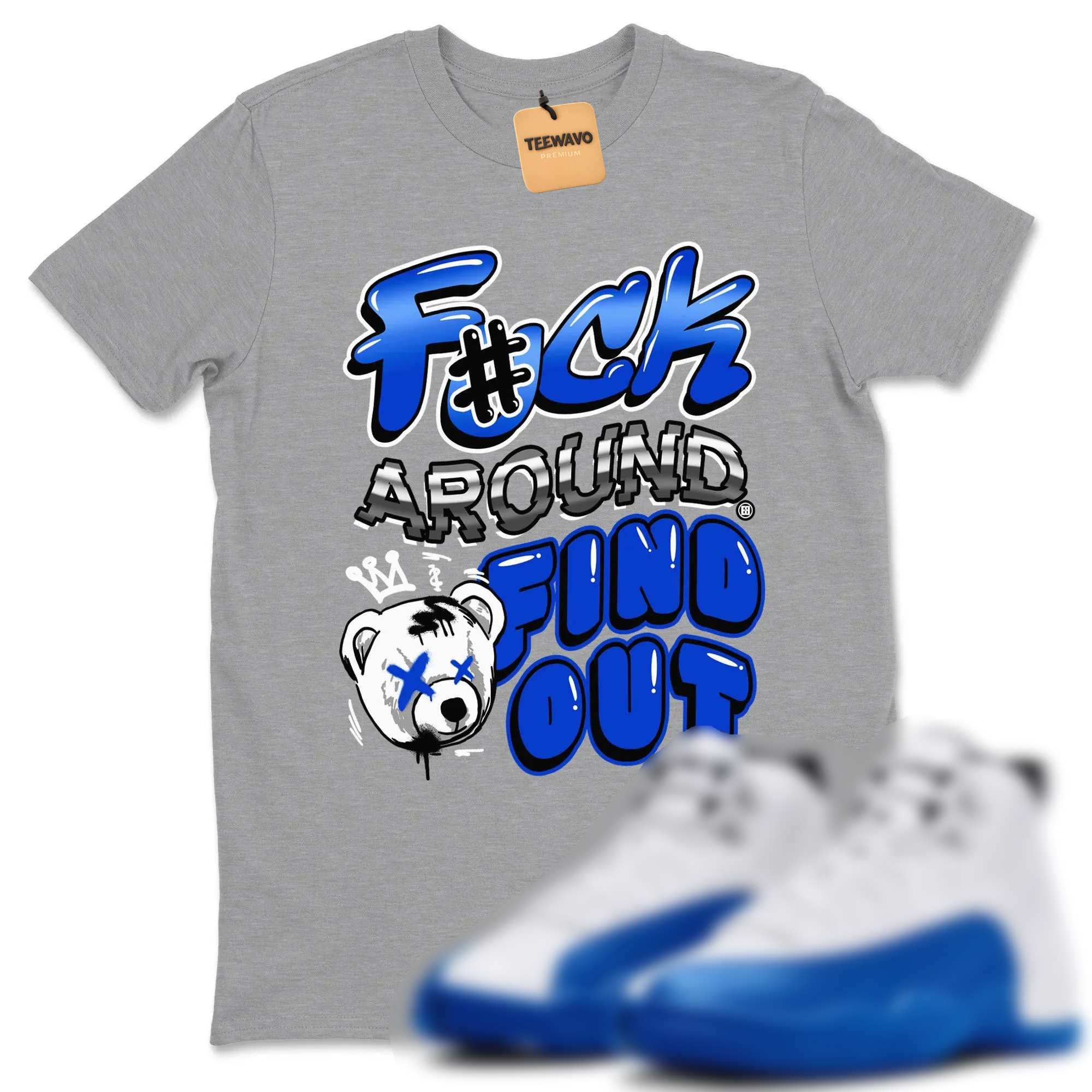 Fuck Around And Find Out TEEWAVO Sneaker Tees - AJD 12 Blueberry