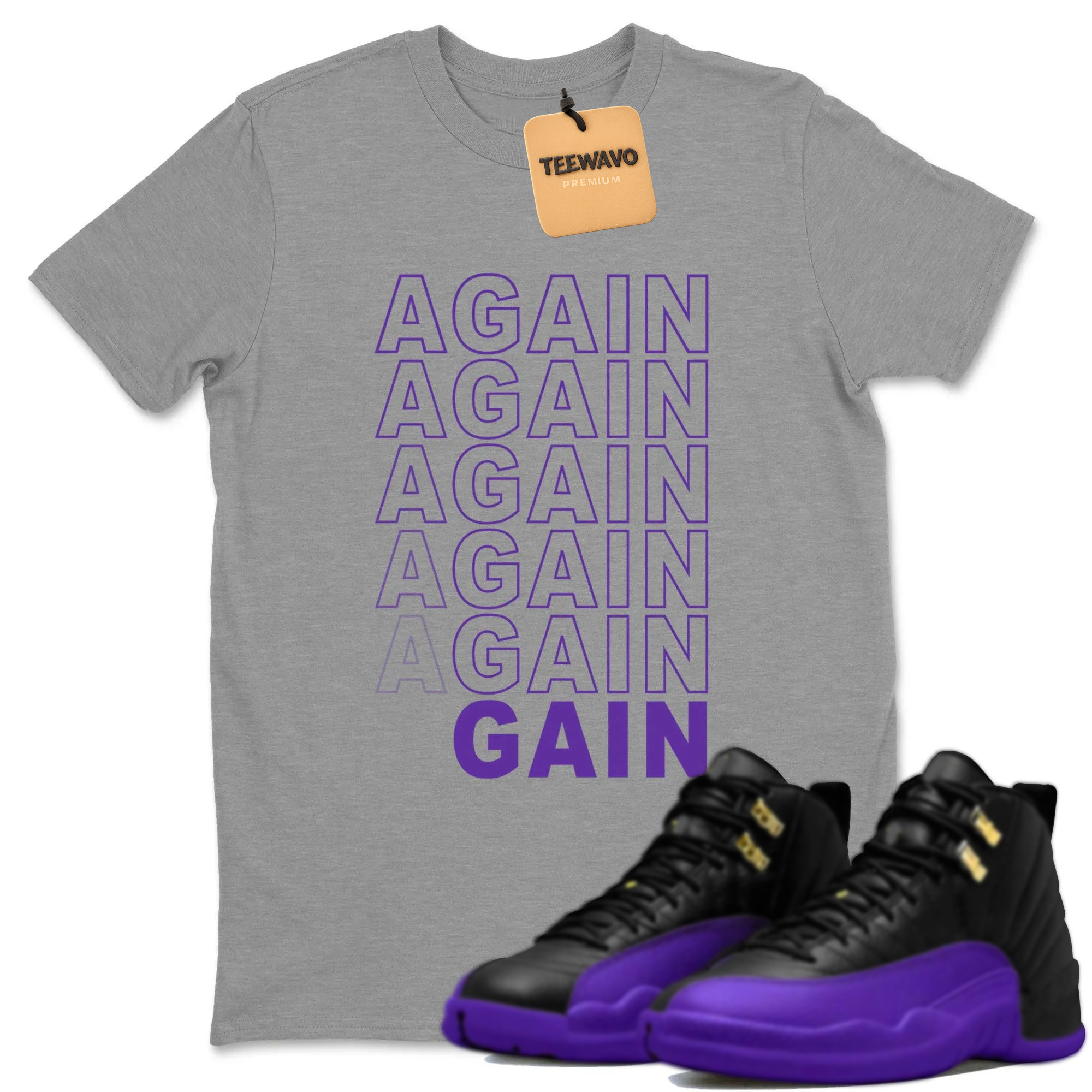 Again Gain TEEWAVO Sneaker Tee - AJD 12 Field Purple