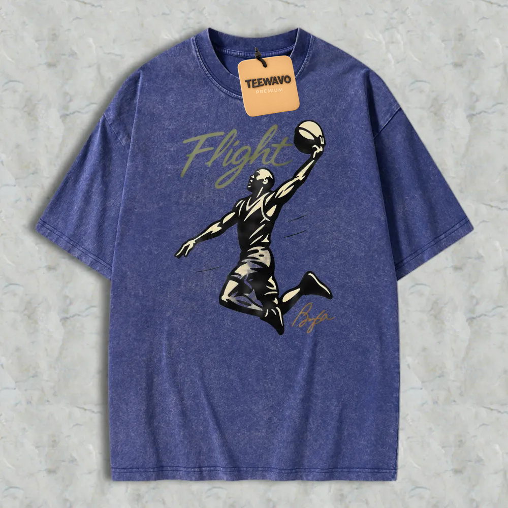 Flight Basketball Player Silhouette Graphic Washed T-shirt