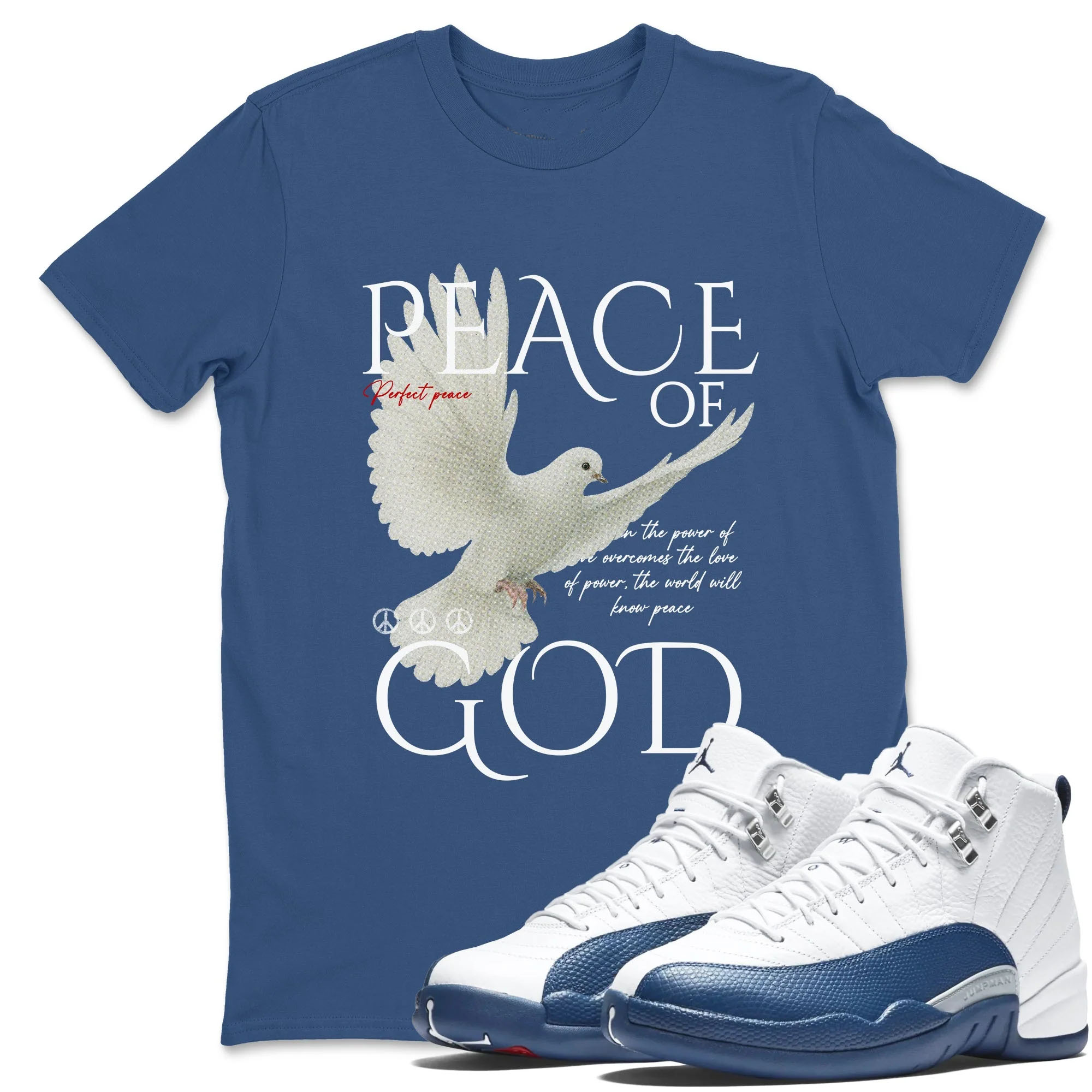 Peace of God TEEWAVO Sneaker Tees - Air Jordan 12 French Blue