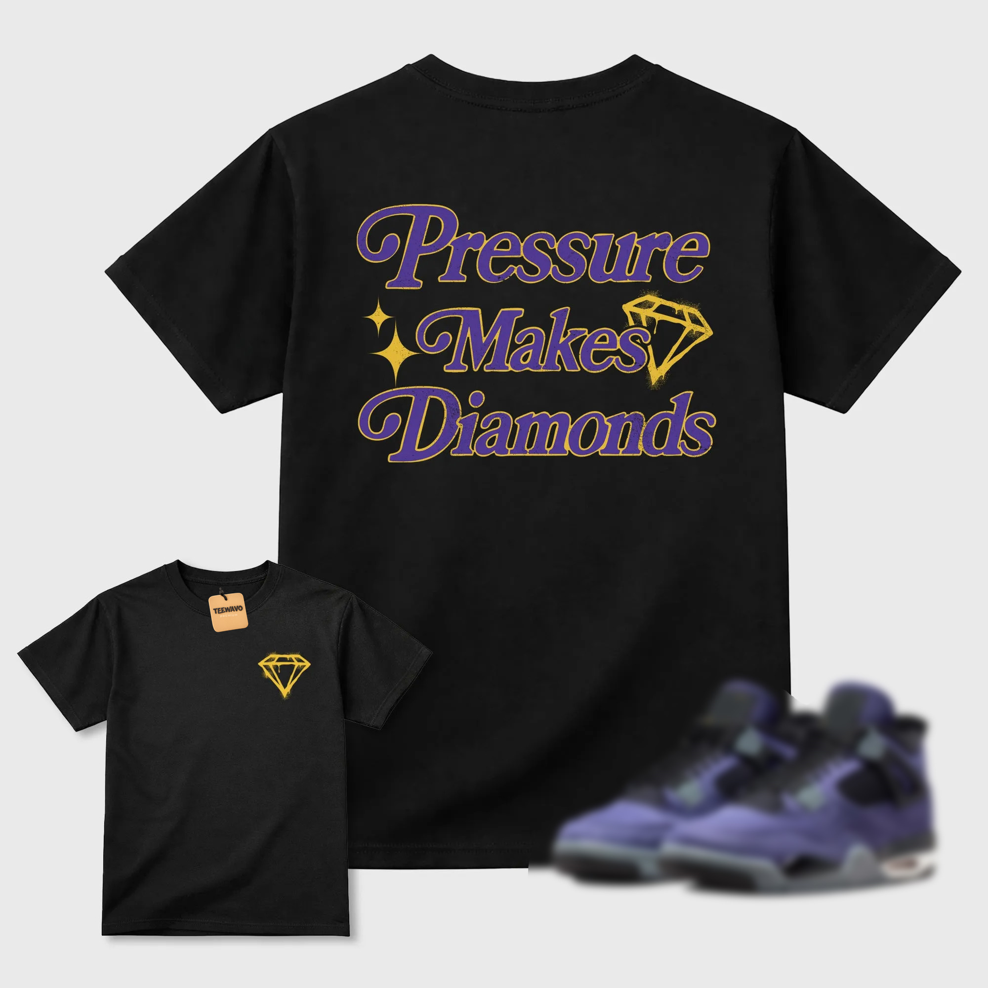 Pressure Makes Diamonds Sneaker Tees - AJD 4 Lakeshow