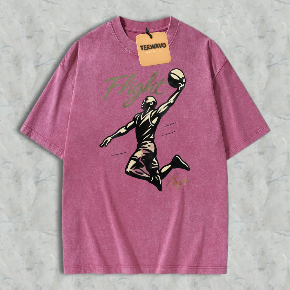 Flight Basketball Player Silhouette Graphic Washed T-shirt