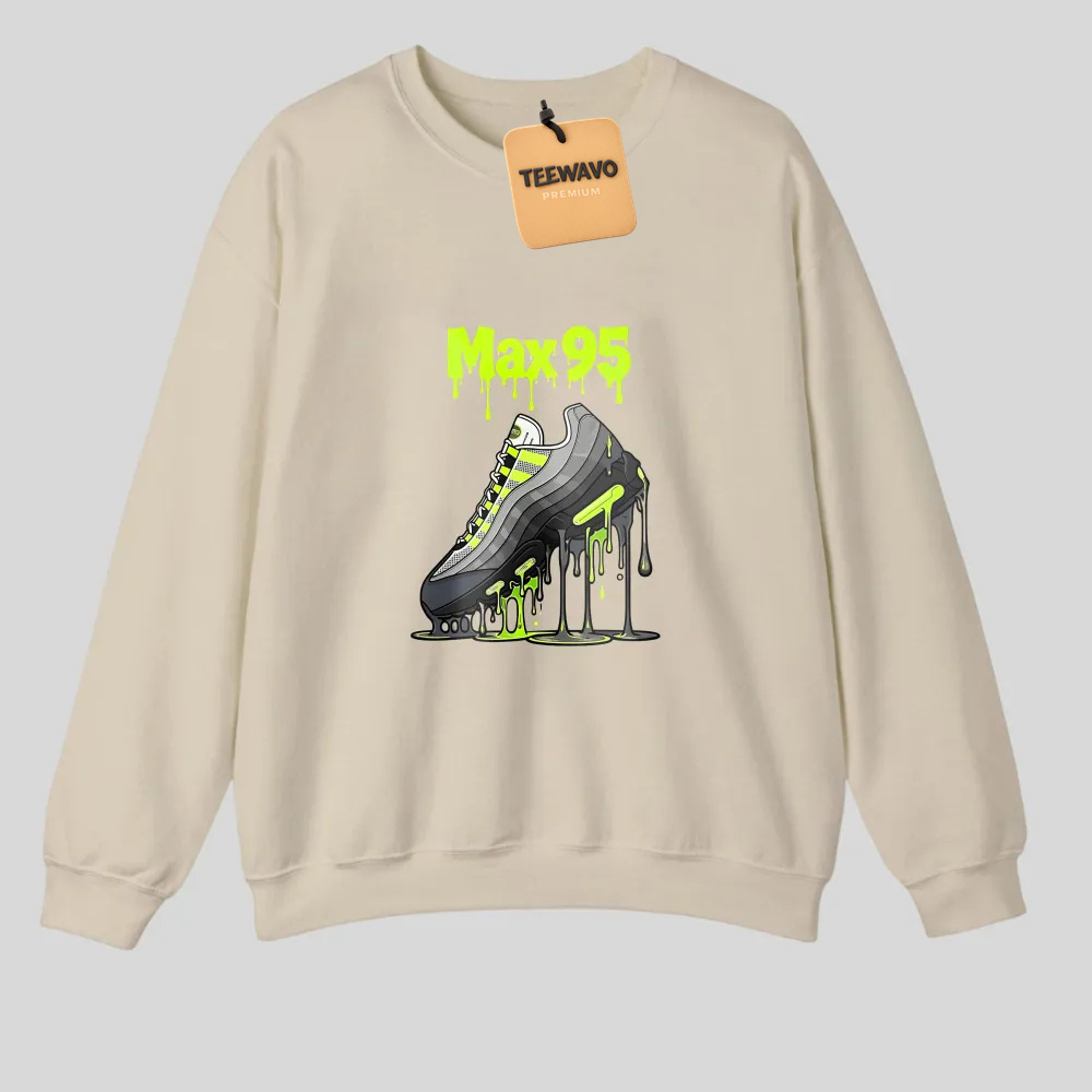 Neon Green Max95 Sneaker Drip Graphic Print tshirt 100% cotton