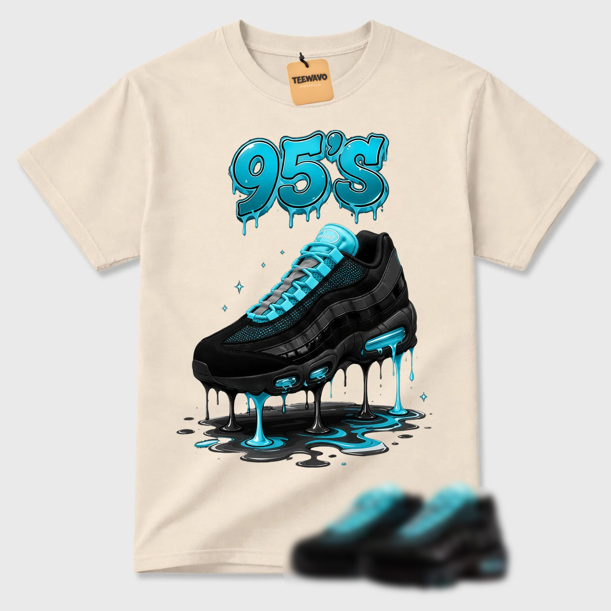 Dripping Turquoise Footwear Art Print Street T-Shirt