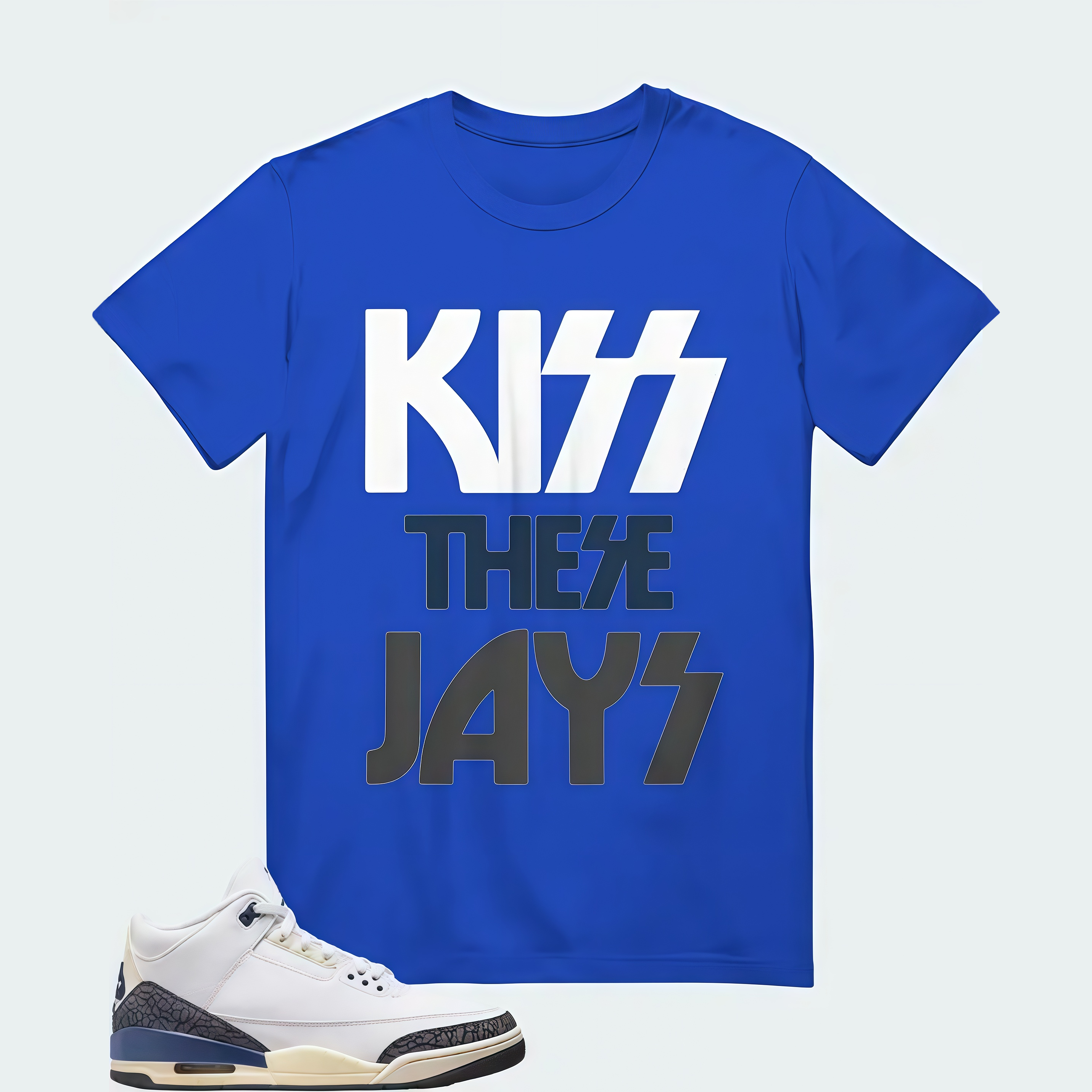 Air Jordan 3 x A Ma Maniere Diffused Blue , T-Shirt (Kiss These Jays)