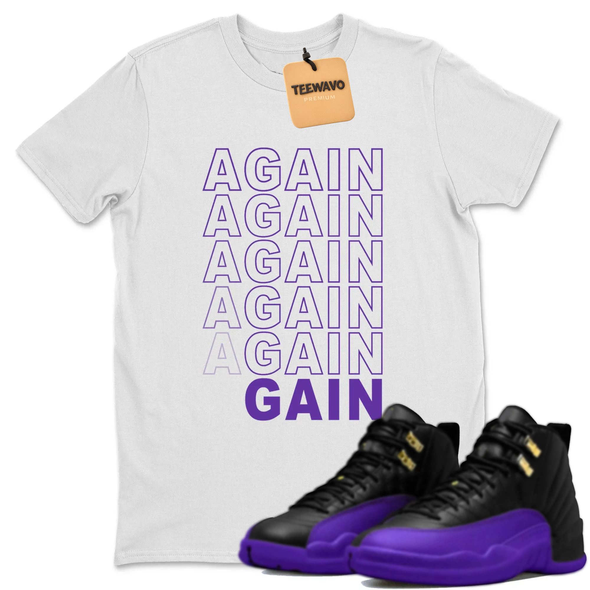 Again Gain TEEWAVO Sneaker Tee - AJD 12 Field Purple