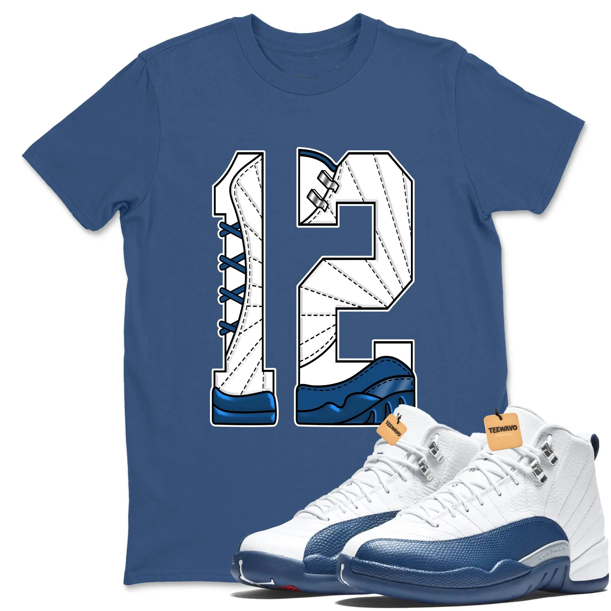 Number 12 TEEWAVO Sneaker Tees - Air Joardan 12 French Blue