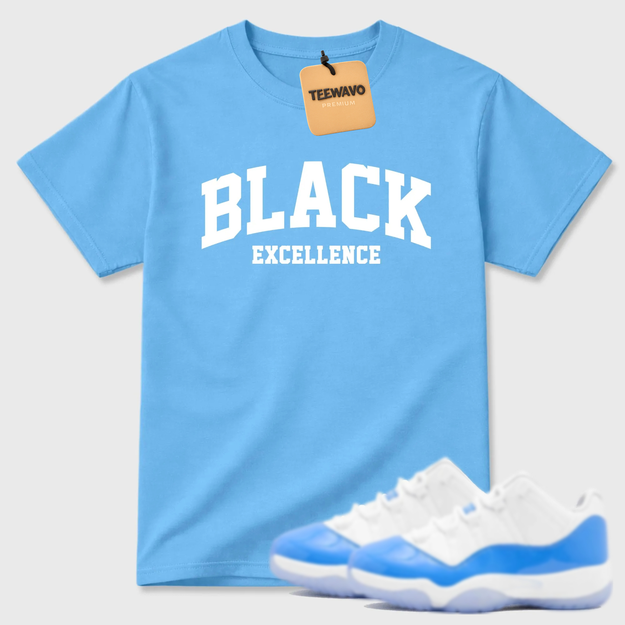 Varsity Black Excellence Sneaker Tees - AJD 11 University Blue