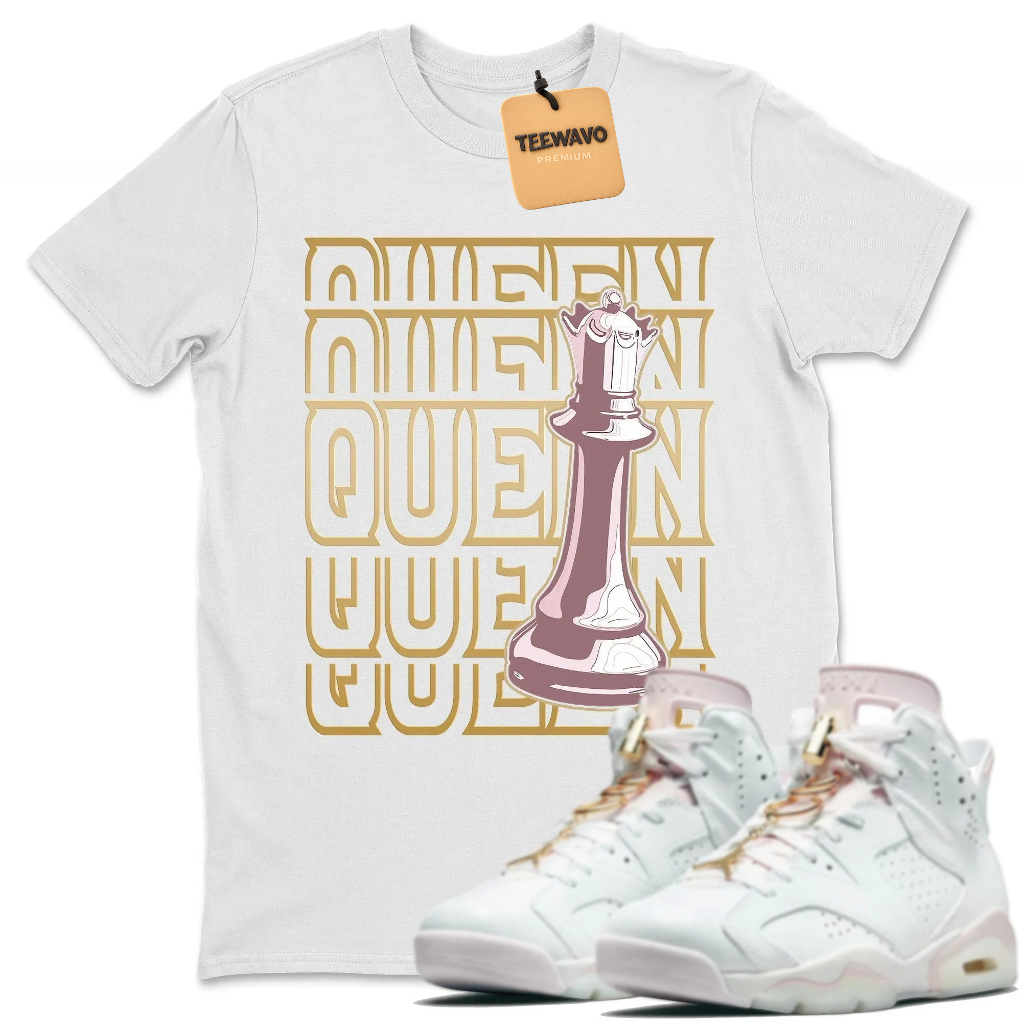 Queen Unisex Tops - Air Joardan 6 Gold Hoops