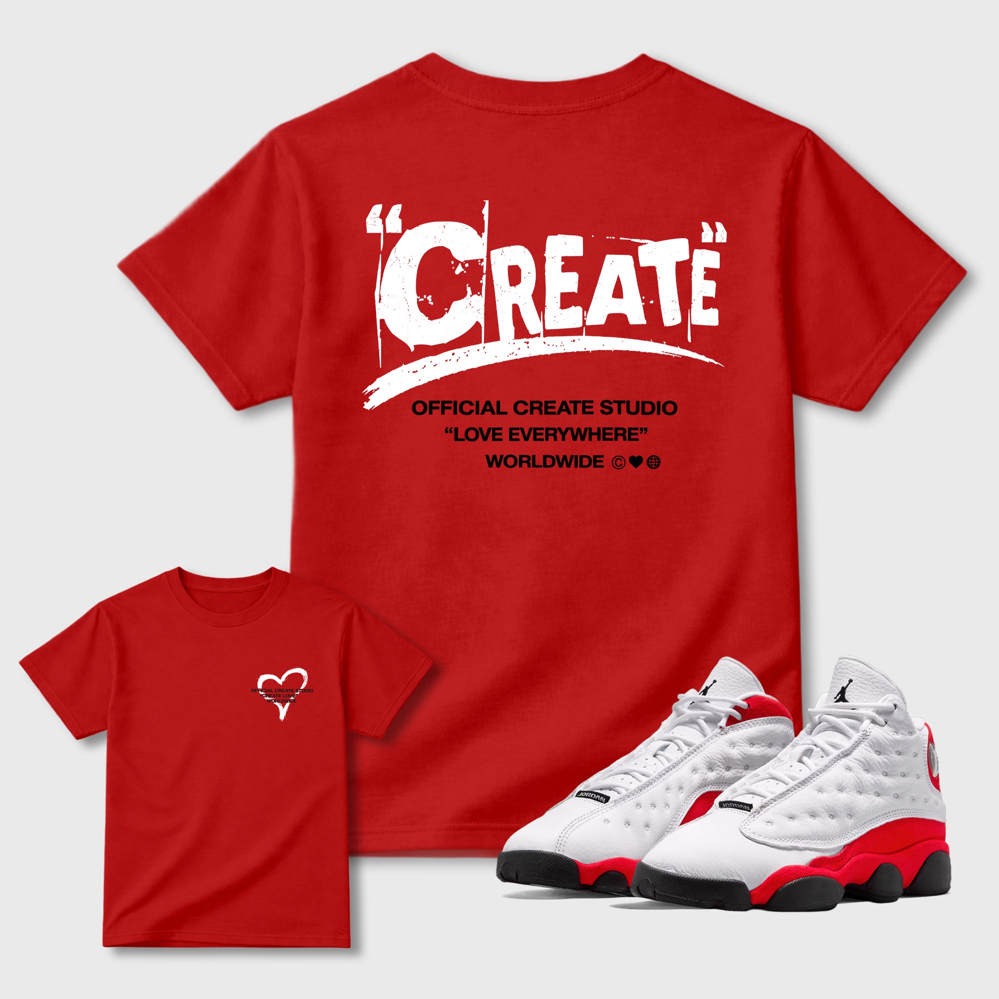 Create Love Sneaker Tees - Air Jordan 13 University Red