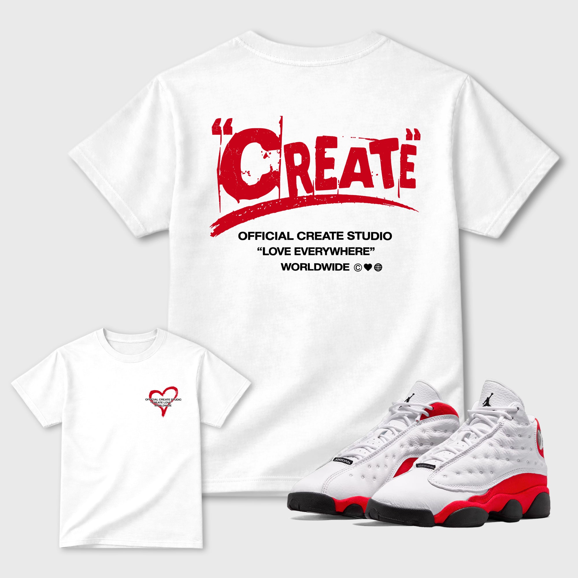 Create Love Sneaker Tees - Air Jordan 13 University Red