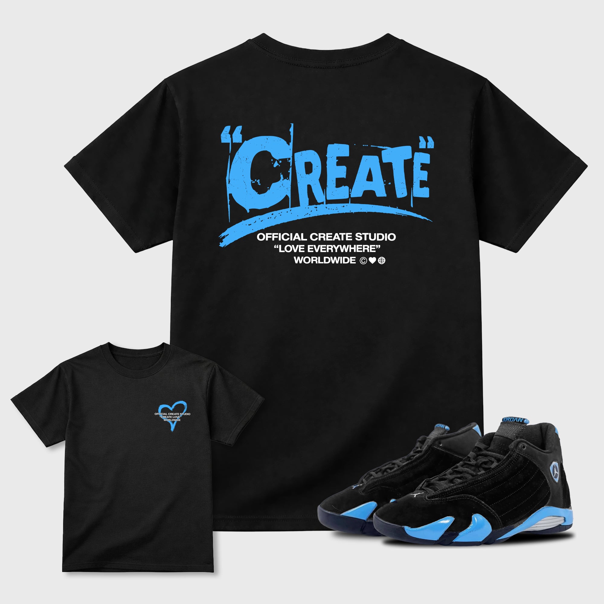 Create Love Sneaker Tees - Air Jordan 14 University Blue