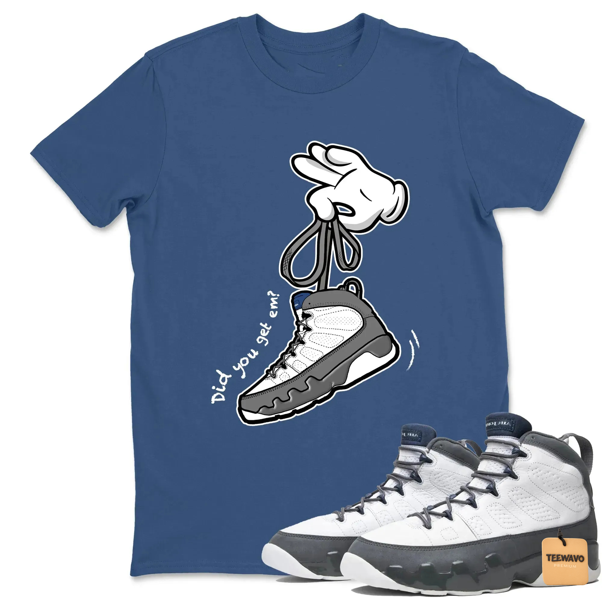 Cartoon Hands Sneaker Tees - Air Joordan 9 Flint Grey