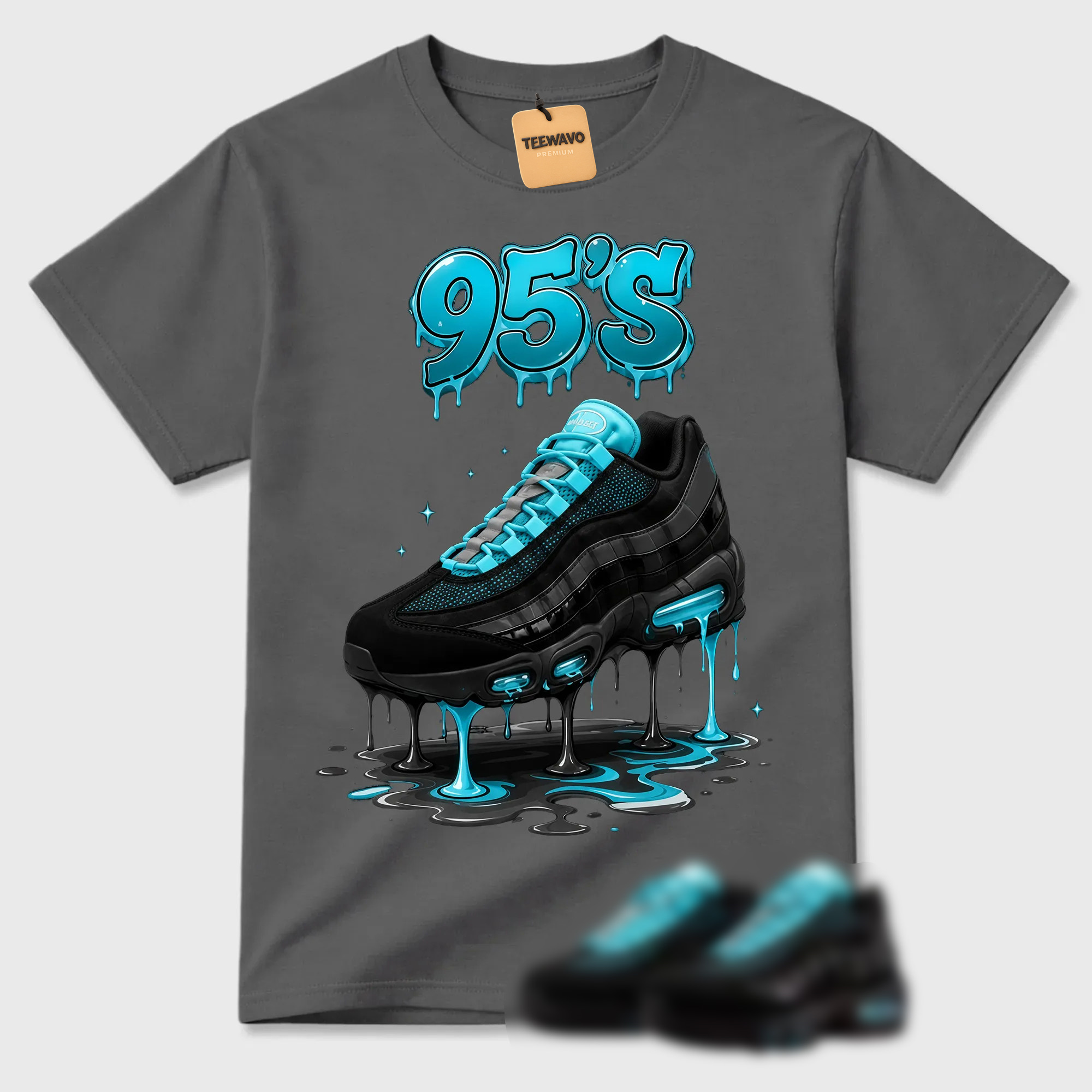 Dripping Turquoise Footwear Art Print Street T-Shirt