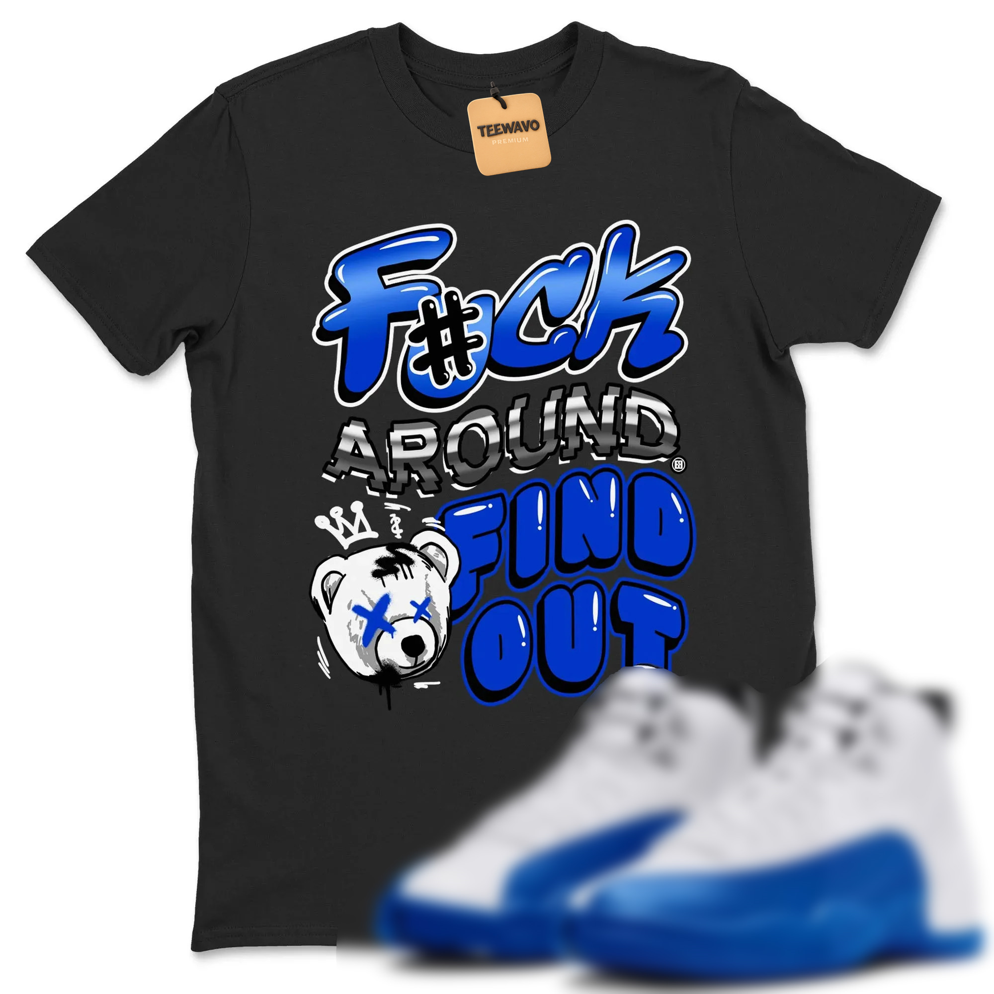 Fuck Around And Find Out TEEWAVO Sneaker Tees - AJD 12 Blueberry