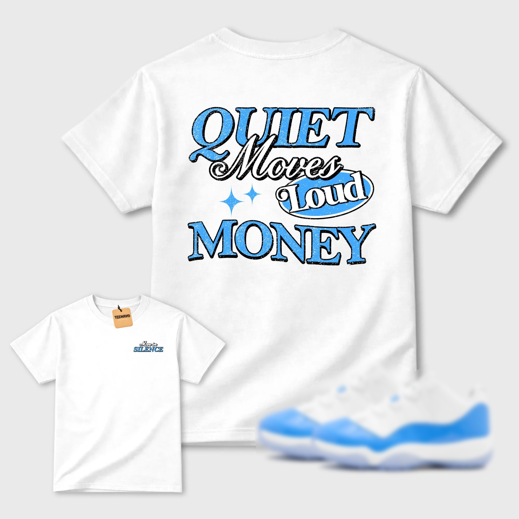 Move In Silence Sneaker Tees - AJD 11 University Blue
