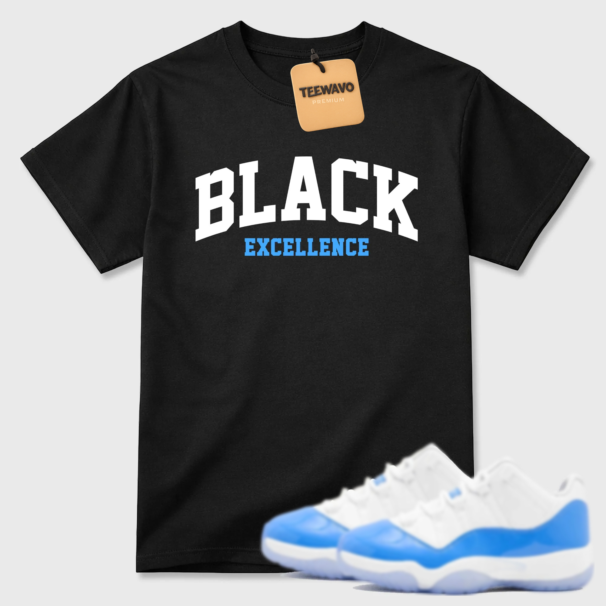 Varsity Black Excellence Sneaker Tees - AJD 11 University Blue