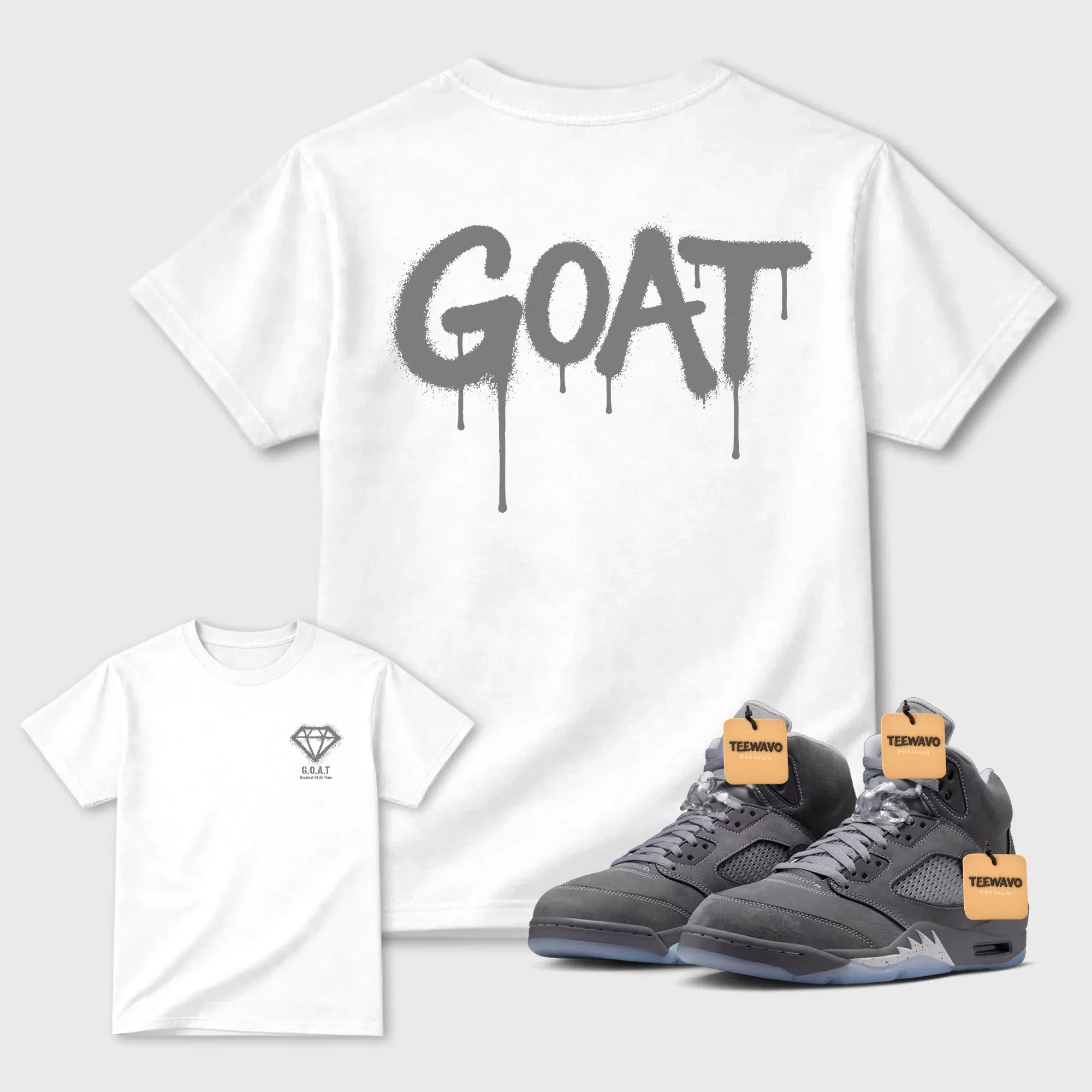 Diamond Goat TEEWAVO Sneaker Tees - Air Jordan 5 Wolf Grey
