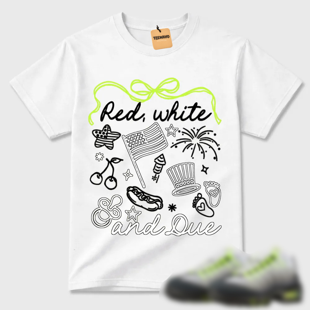 Red White And Due Patriotic Air Max 95 Doodle Tee