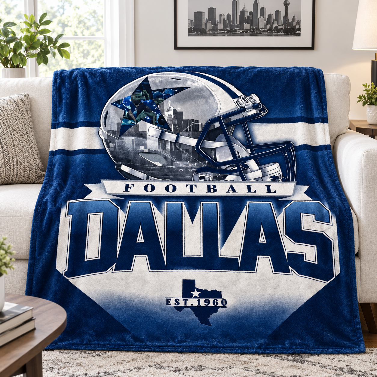 Dallas Football Fleece Throw Blanket - Soft Flannel Sports Sherpa Blanket, Gift for Dallas Fans Men Women, Game Day Couch Bed Decor