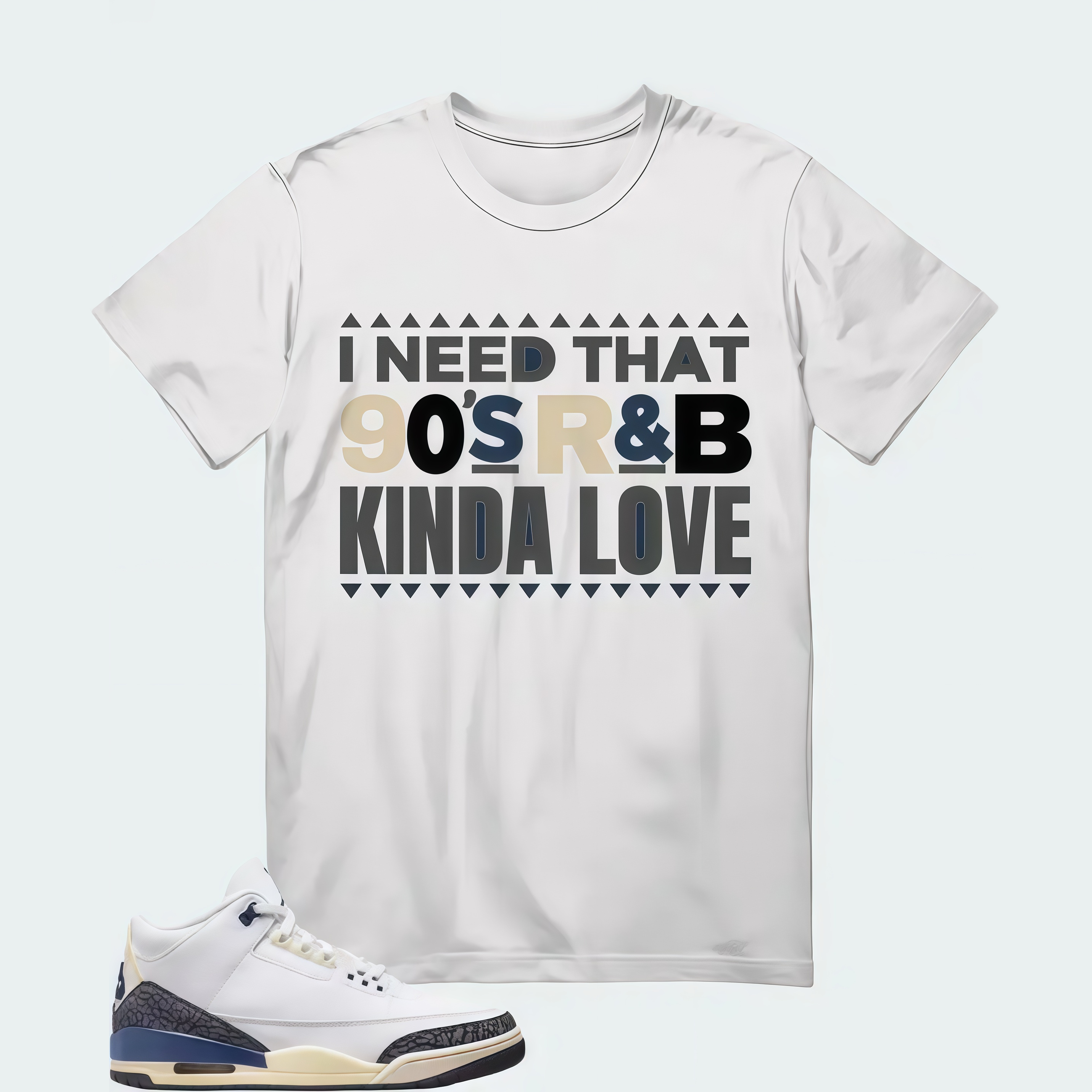 Air Jordan 3 x A Ma Maniere Diffused Blue , T-Shirt (I Need That 90s R&B Kinda Love)