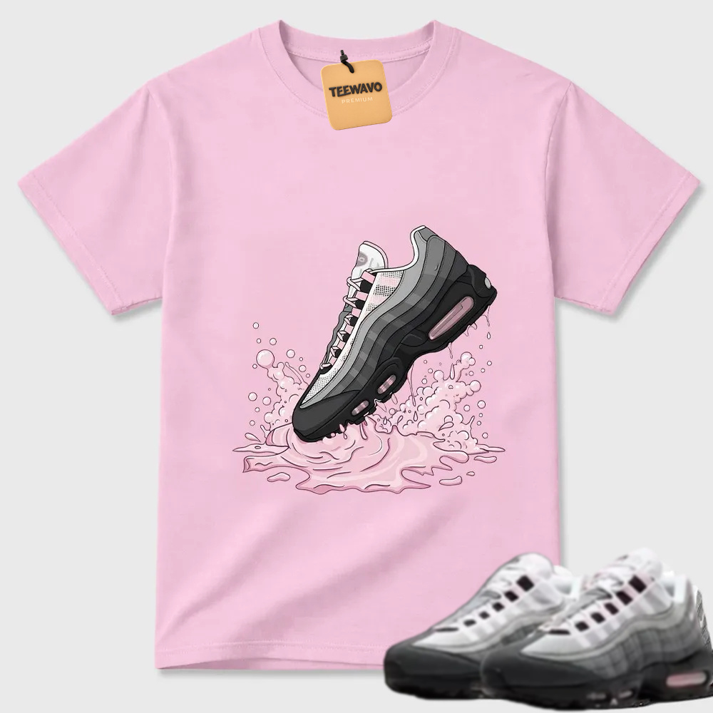 Air Max 95 Pink Foam Black White OG Big Bubble T Shirt Match Dripping Shoe