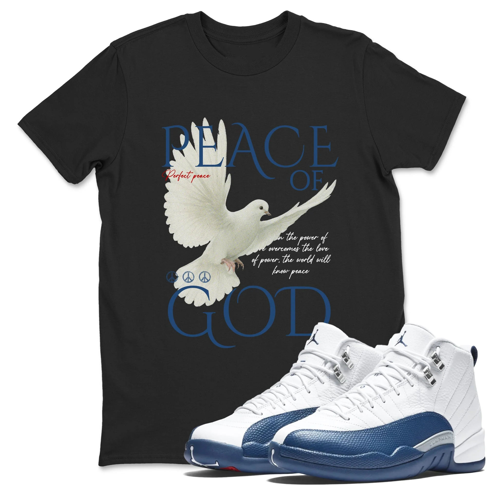 Peace of God TEEWAVO Sneaker Tees - Air Jordan 12 French Blue