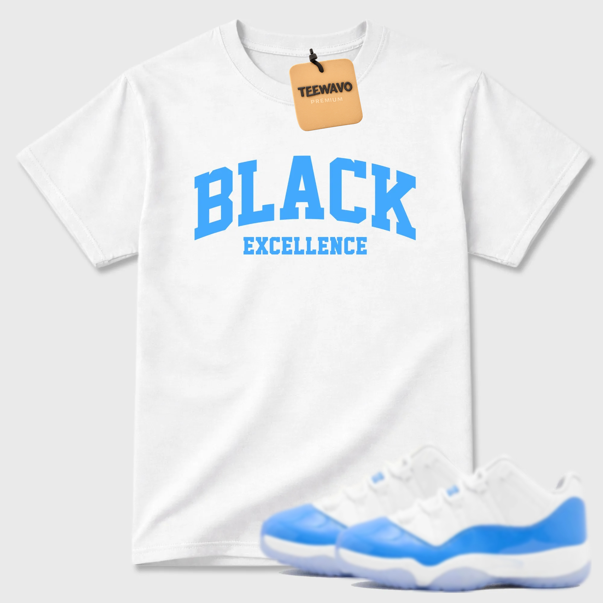 Varsity Black Excellence Sneaker Tees - AJD 11 University Blue
