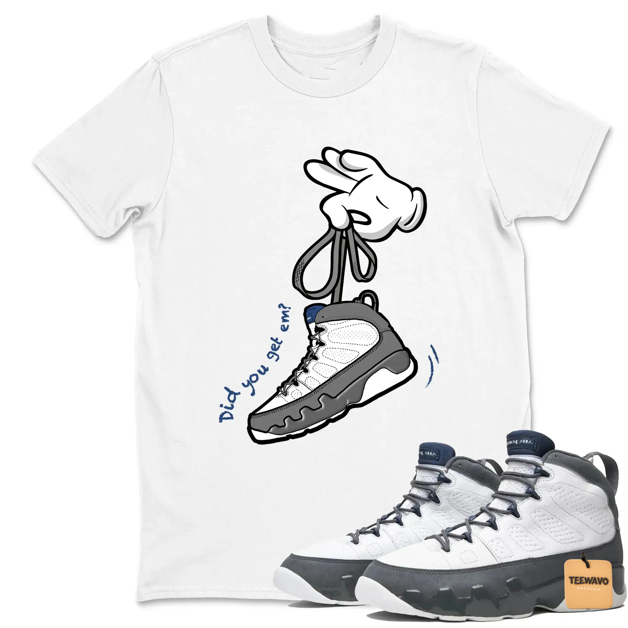 Cartoon Hands Sneaker Tees - Air Joordan 9 Flint Grey