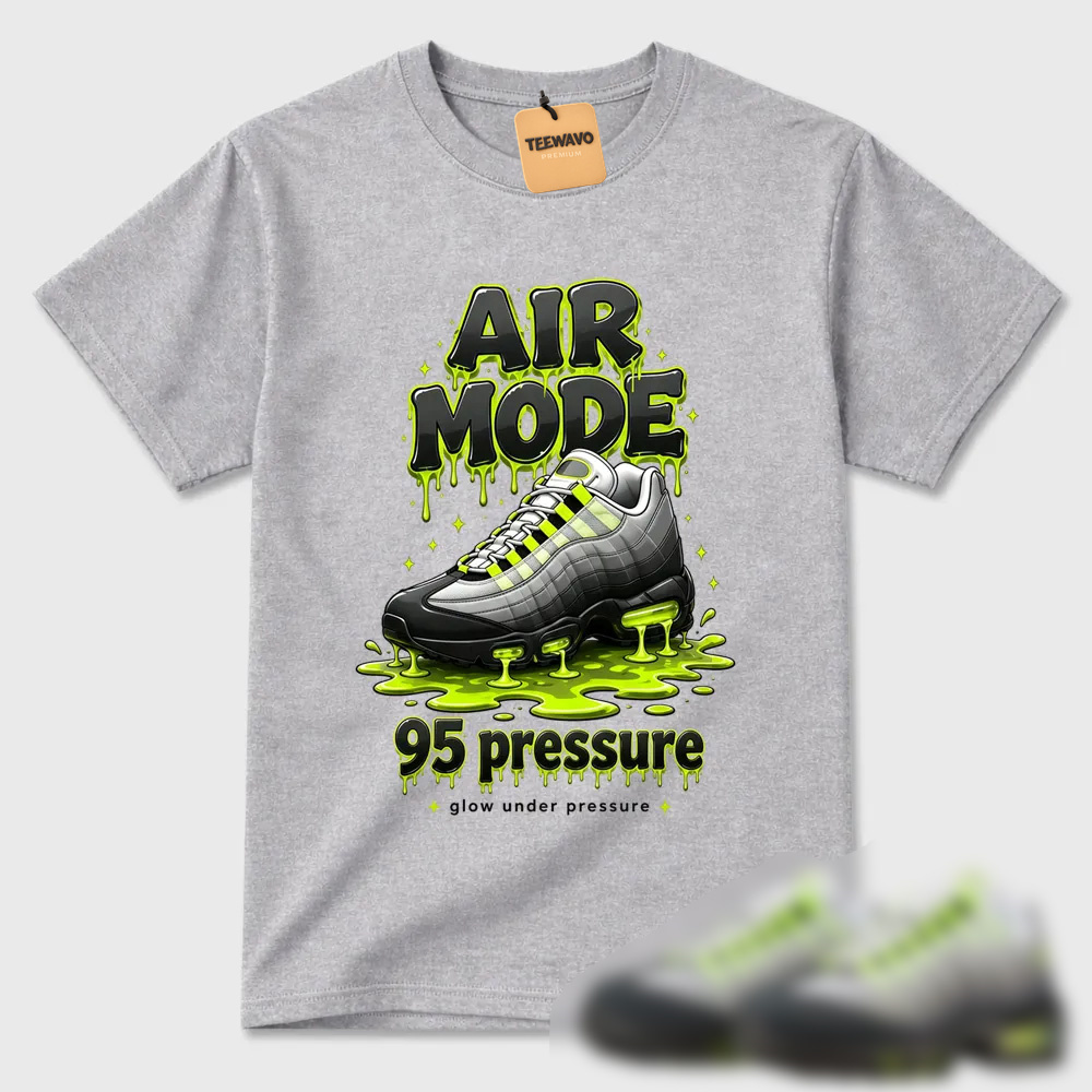 95 Pressure Fluid Art Sneaker Print Urban Streetwear Short Sleeve Tee