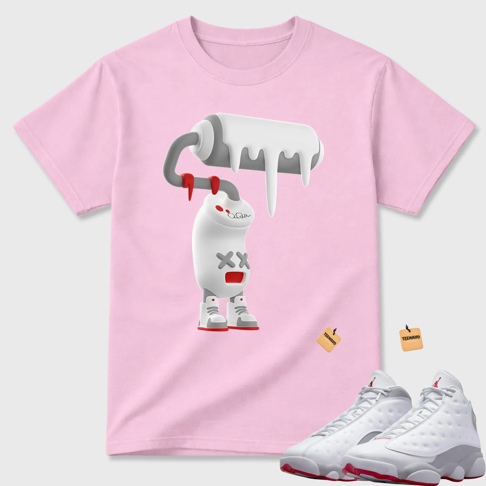 3D Paint Roller Unisex Tops - Air Joardan 13 Wolf Grey