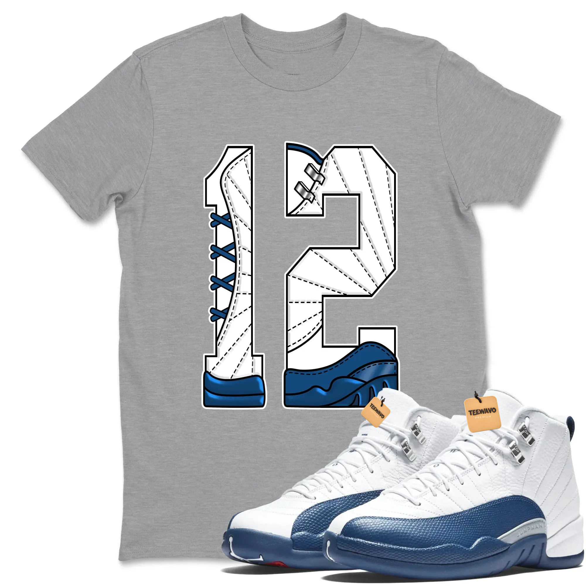 Number 12 TEEWAVO Sneaker Tees - Air Joardan 12 French Blue